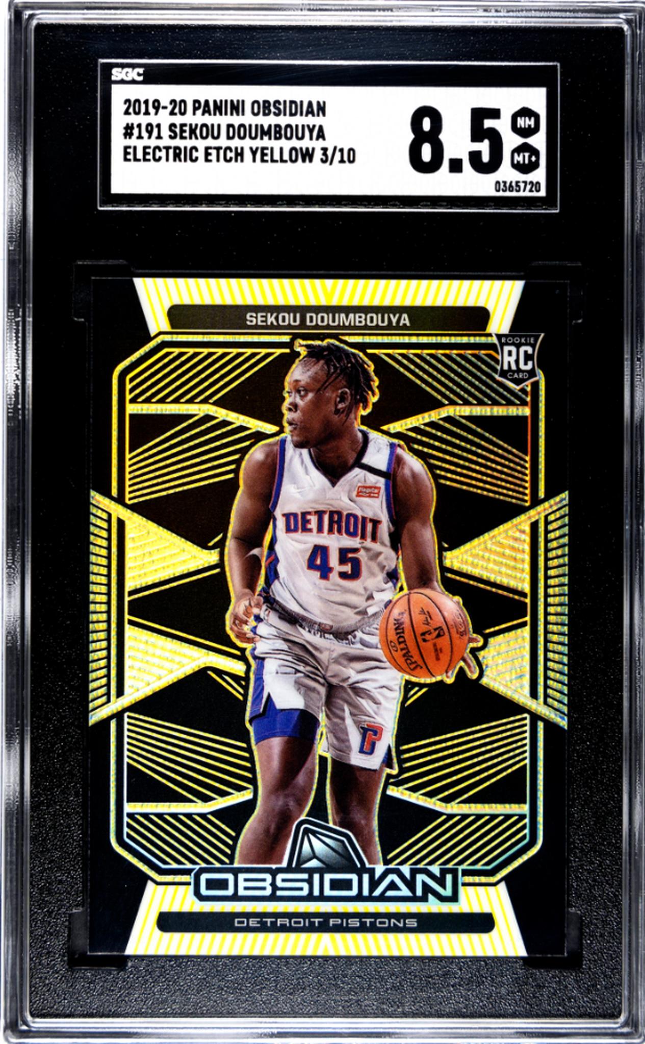 2019 Obsidian #191 Sekou Doumbouya Electric Etch Yellow /10 SGC 8.5