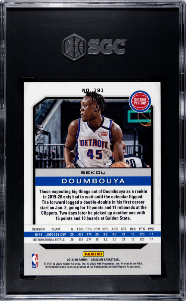 2019 Obsidian #191 Sekou Doumbouya Electric Etch Yellow /10 SGC 8.5