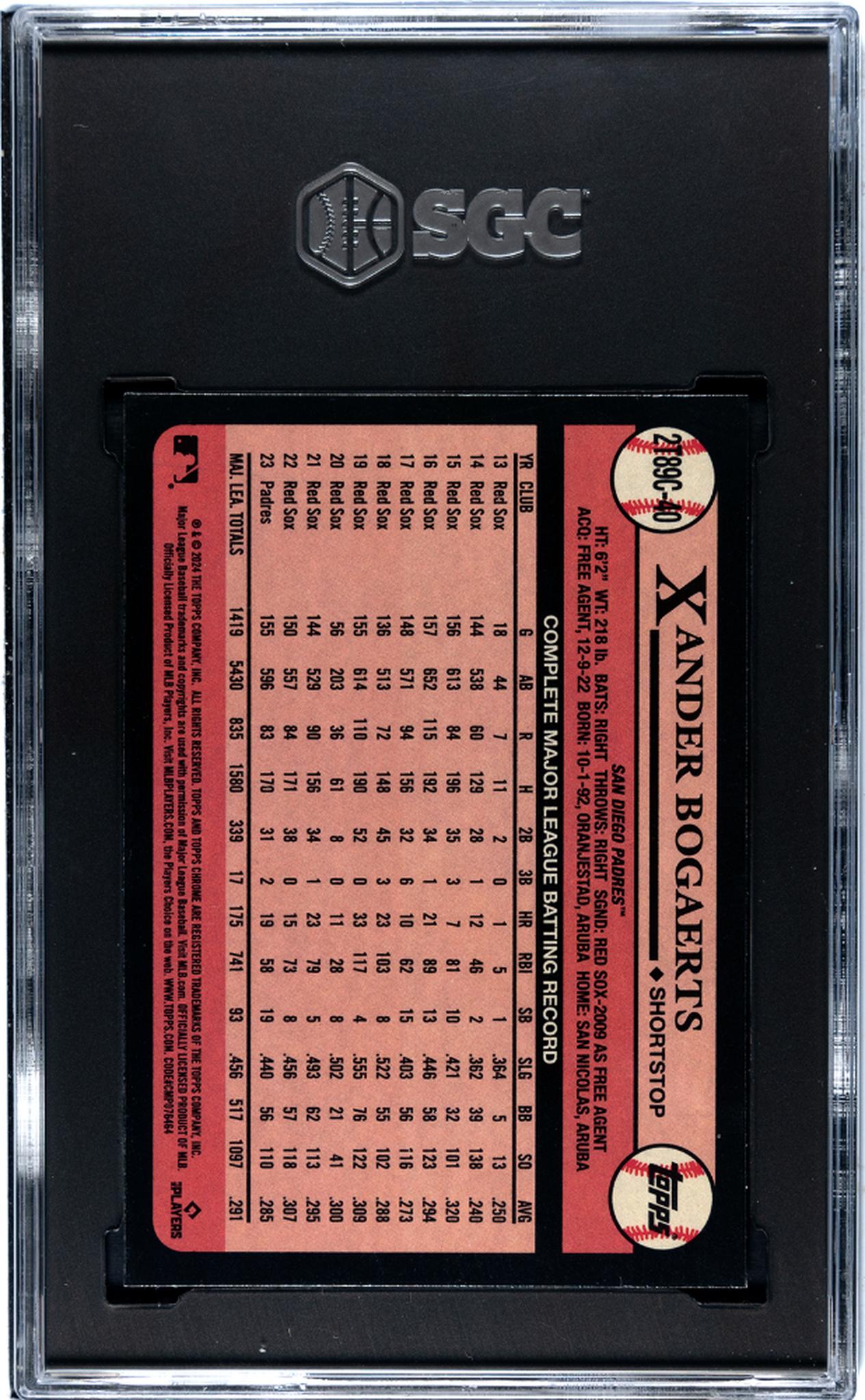 2024 Topps Series 2 Chrome '89 Design Xander Bogaerts #2T89C-40 SGC 10