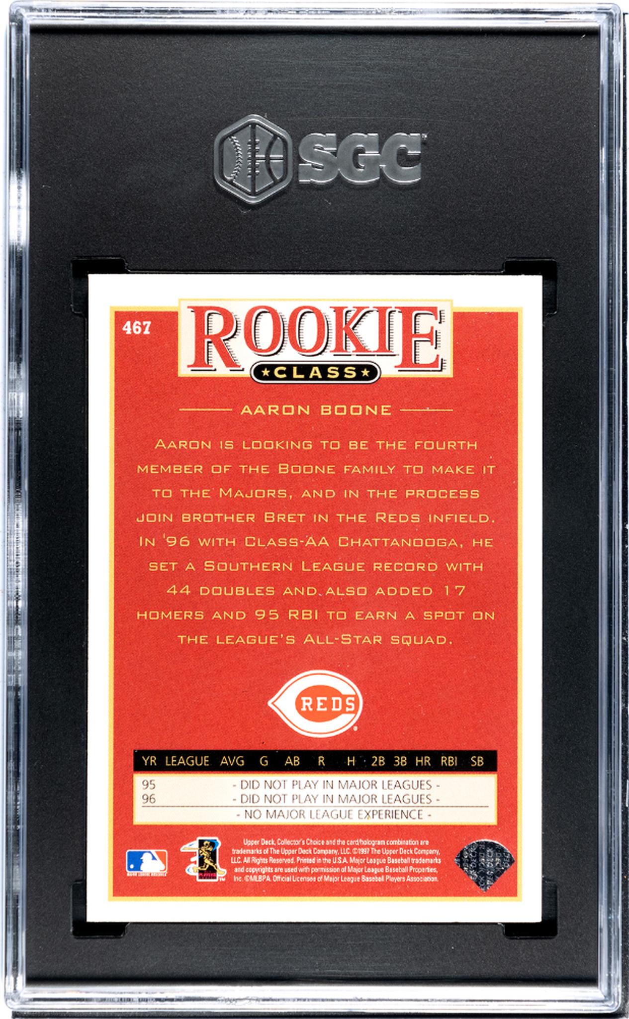 1997 Collector's Choice #467 Aaron Boone Rookie Class SGC 7