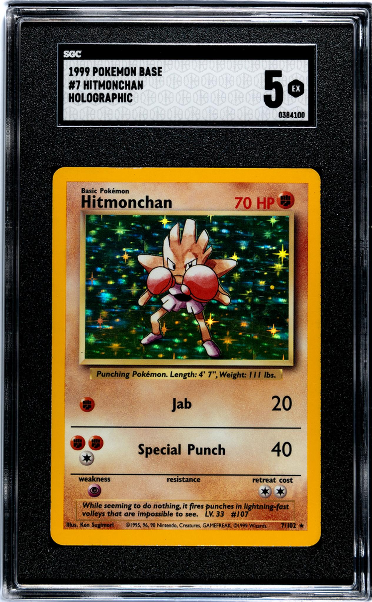 1999 Pokemon Base #7 Hitmonchan Holographic SGC 5