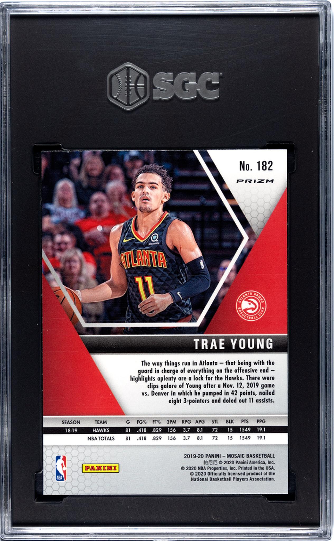 2019 Panini Mosaic Orange Reactive Prizm Trae Young #182 SGC 10