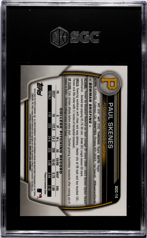 2023 Bowman Draft Chrome Paul Skenes #BDC-14 1st Bowman SGC 9.5