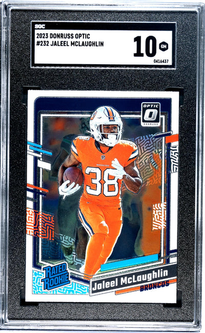 2023 Donruss Optic Jaleel McLaughlin #232 Rated Rookie SGC 10
