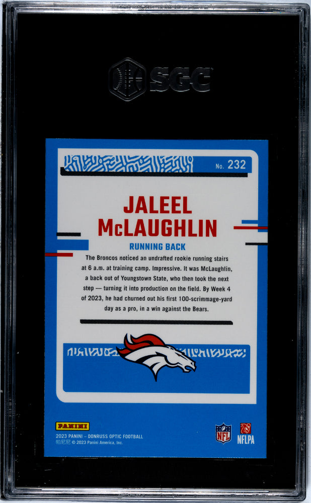 2023 Panini Donruss Optic #232 Jaleel McLaughlin Rookie SGC 10