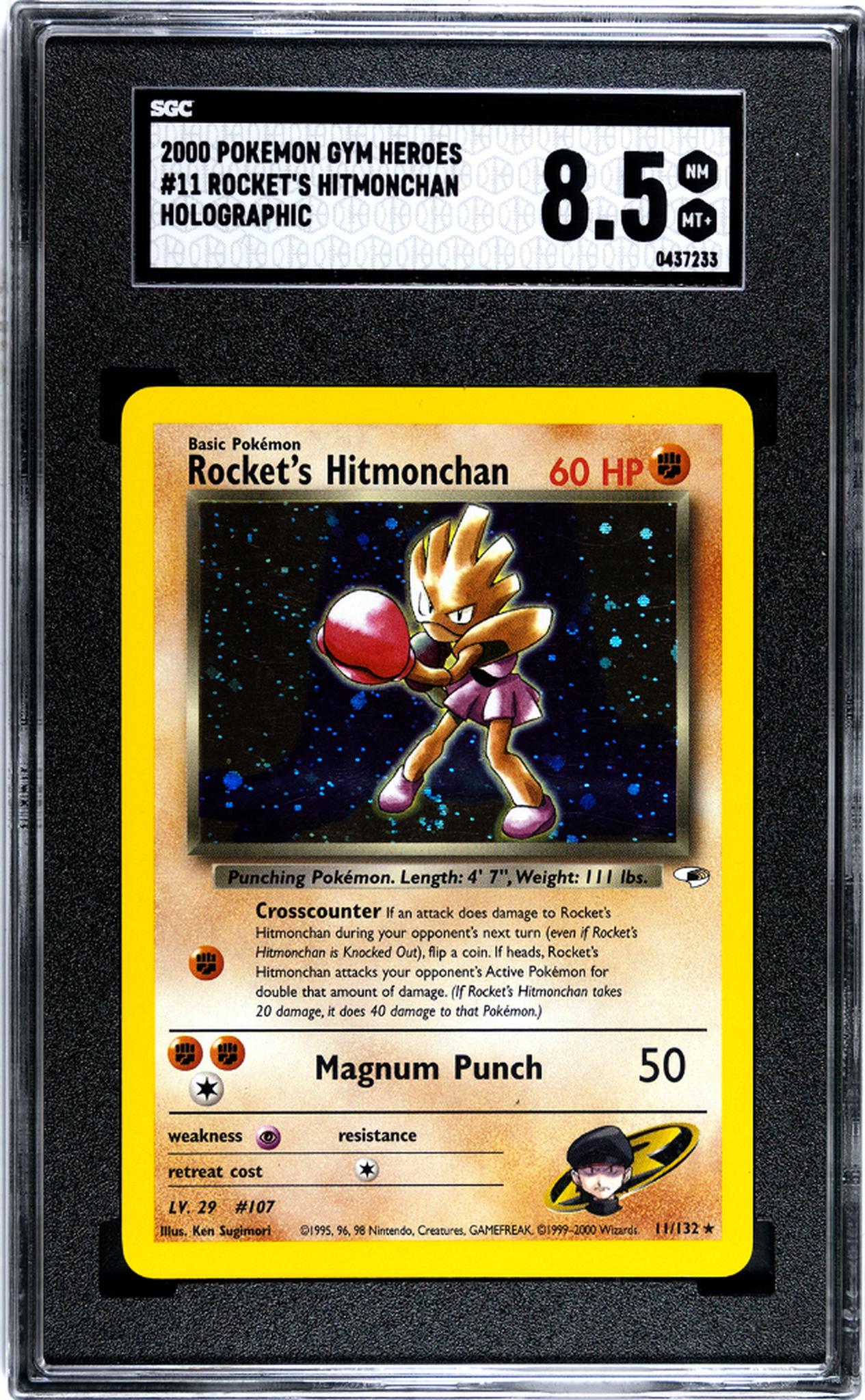 2000 Pokemon #11/132 Rocket's Hitmonchan Gym Heroes SGC 8.5