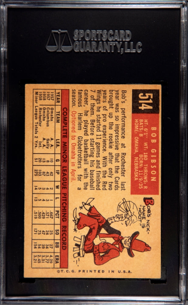 1959 Topps #514 Bob Gibson SGC 4