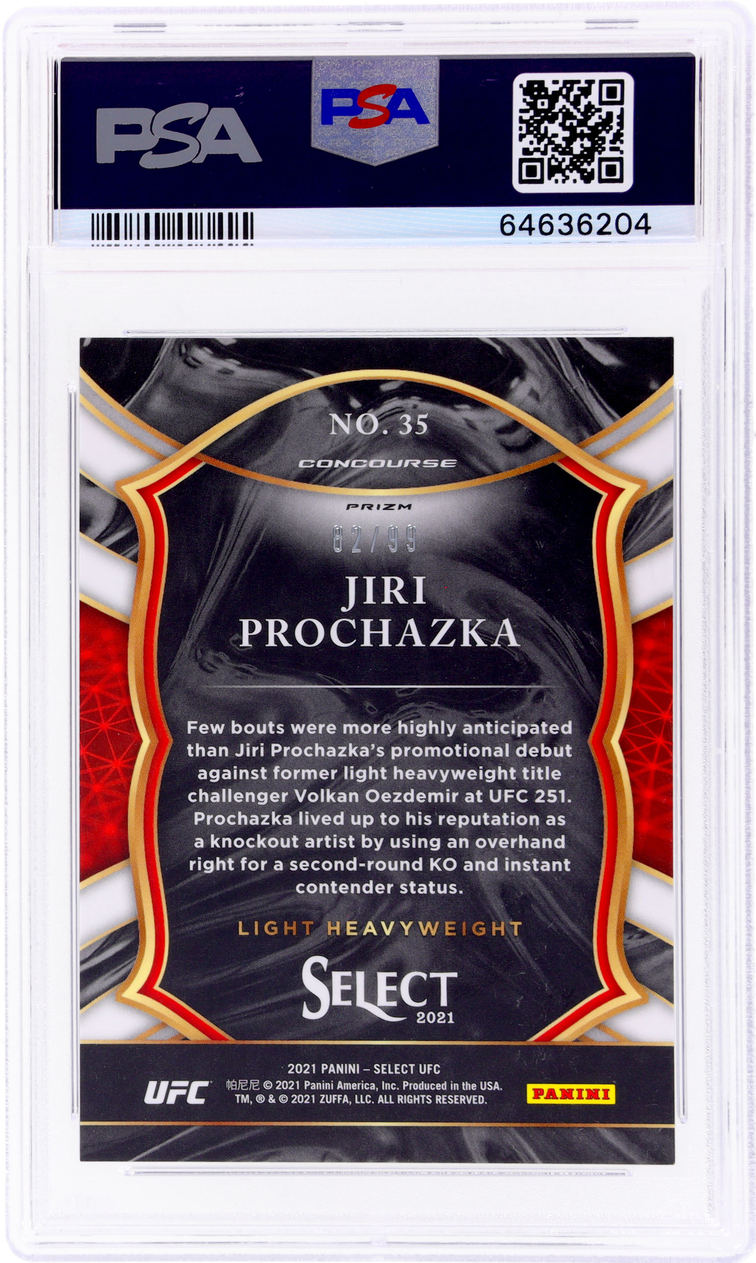 2021 Panini Select UFC #35 Jiri Prochazka Blue Disco Prizm /99 PSA 9