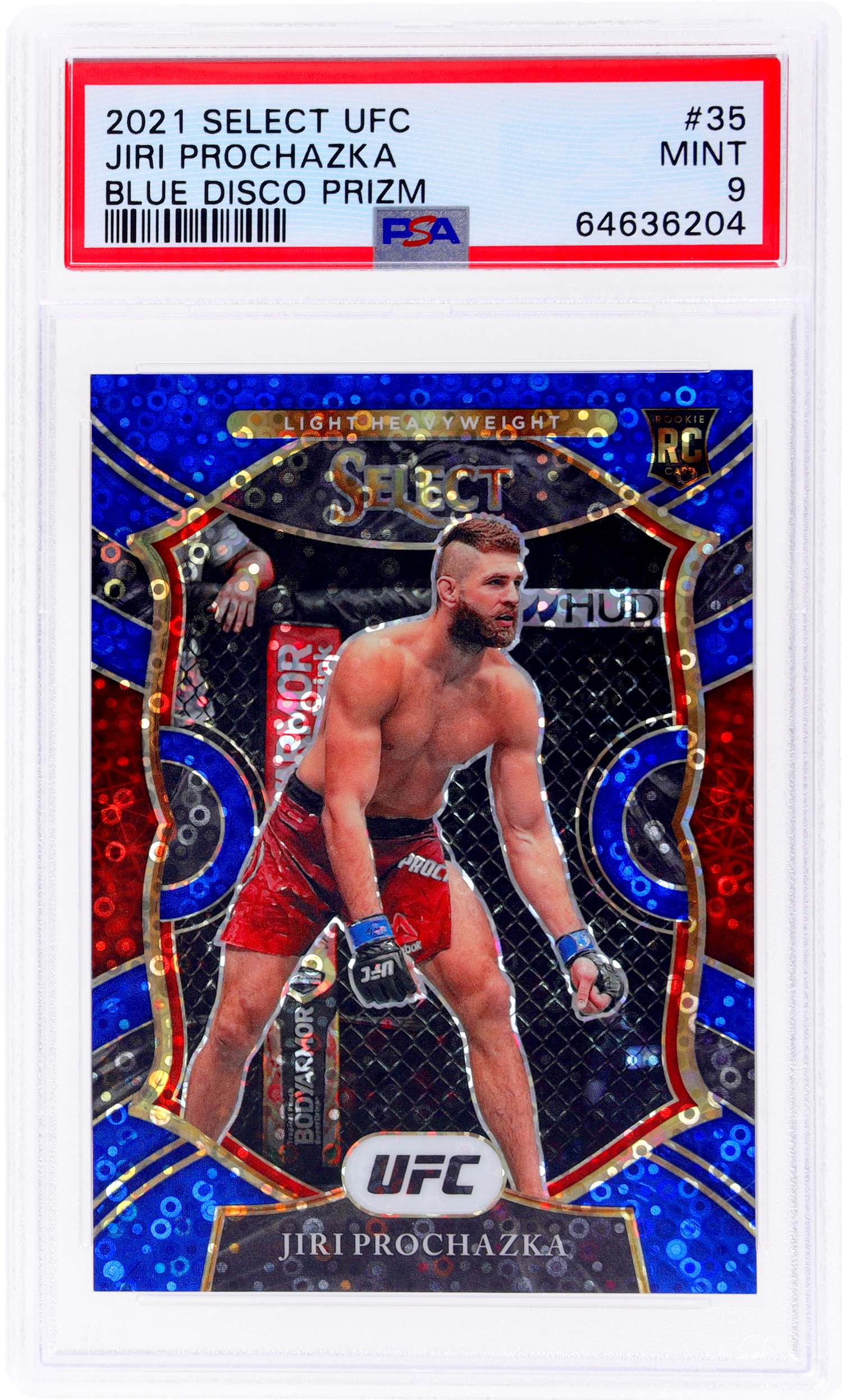 2021 Panini Select UFC #35 Jiri Prochazka Blue Disco Prizm /99 PSA 9