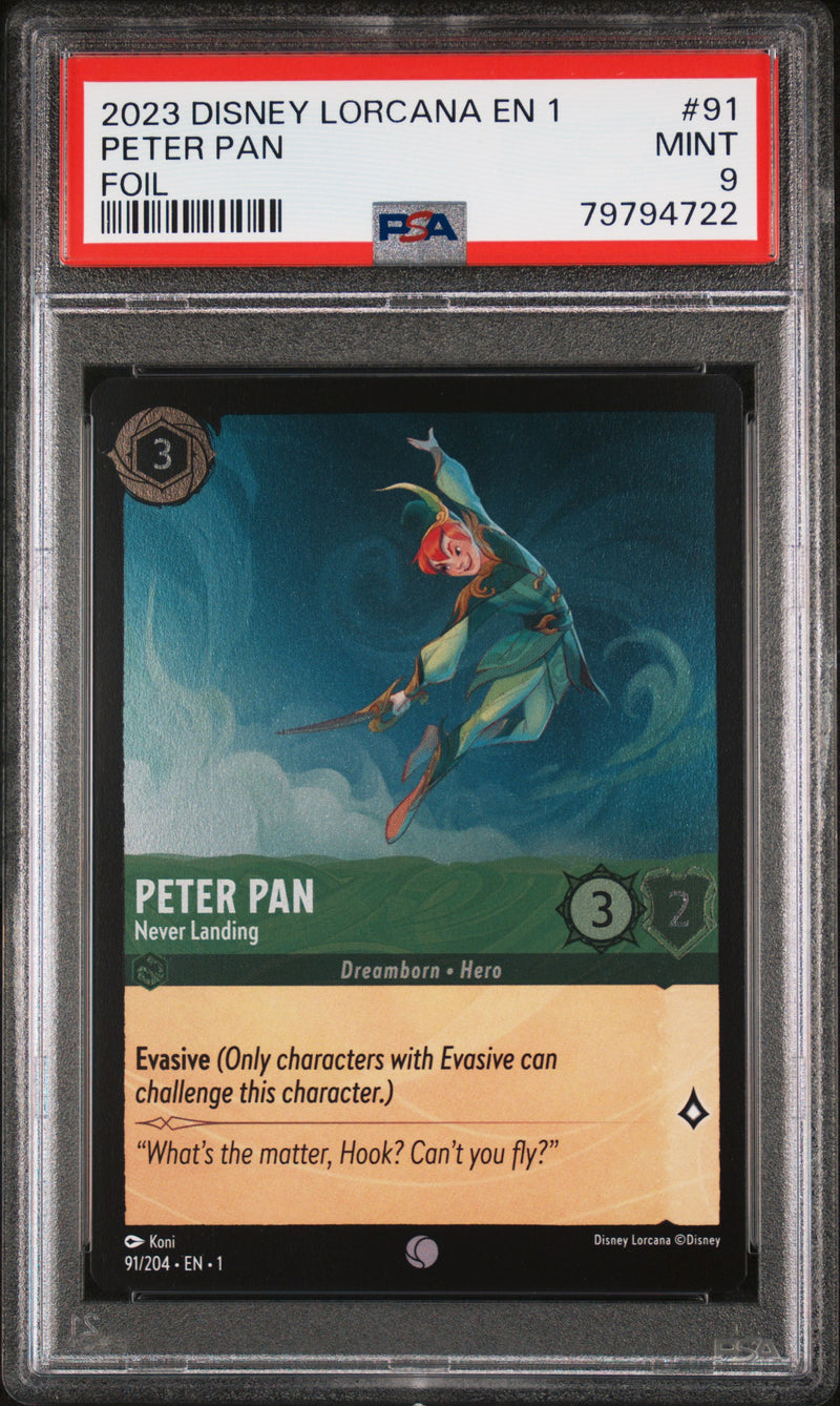 Disney Lorcana The First Chapter Peter Pan #91 Foil PSA 9