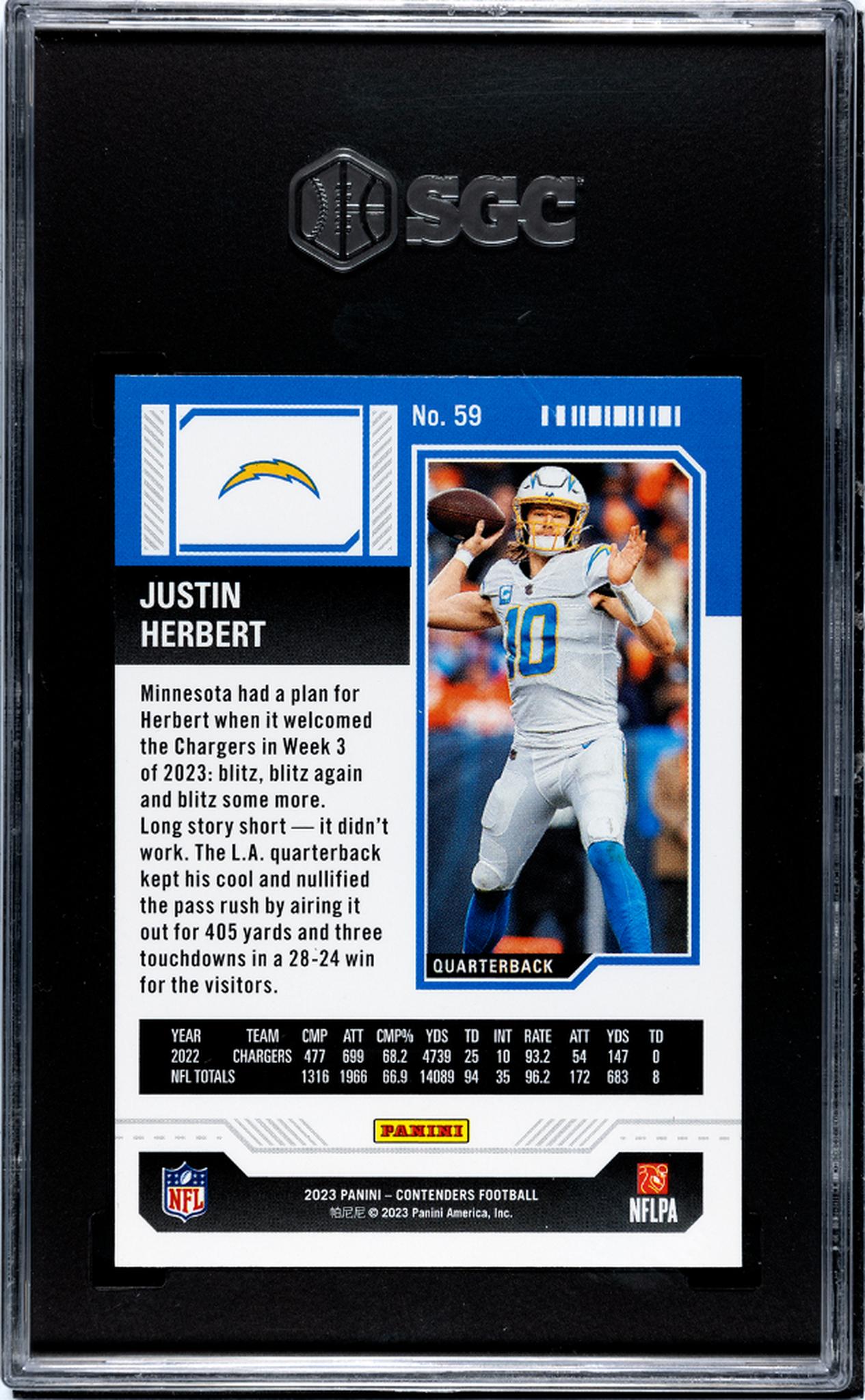 2023 Panini Contenders #59 Justin Herbert Red  SGC 9