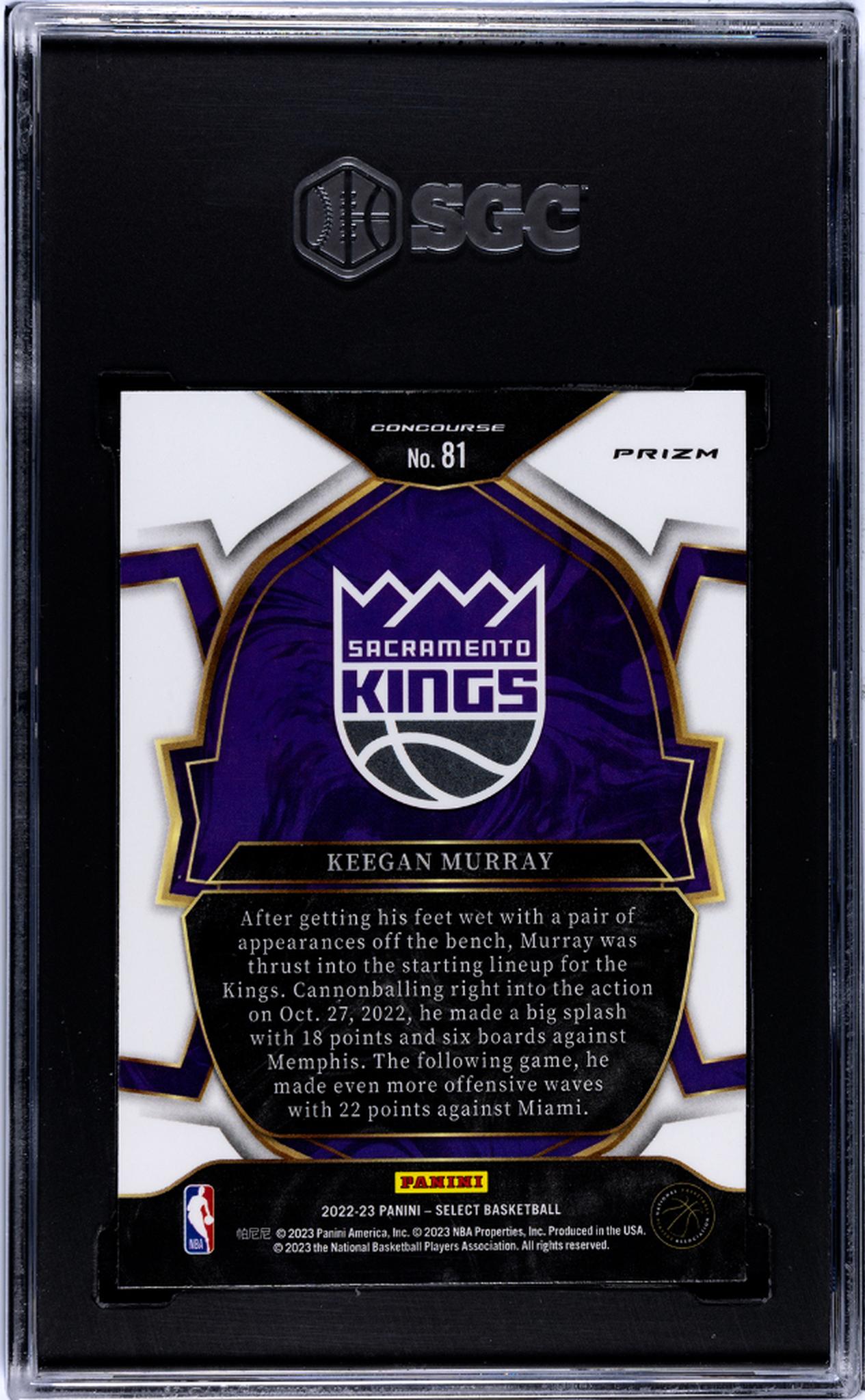 2022-23 Panini Select Red Cracked Ice Keegan Murray #81 RC SGC 10
