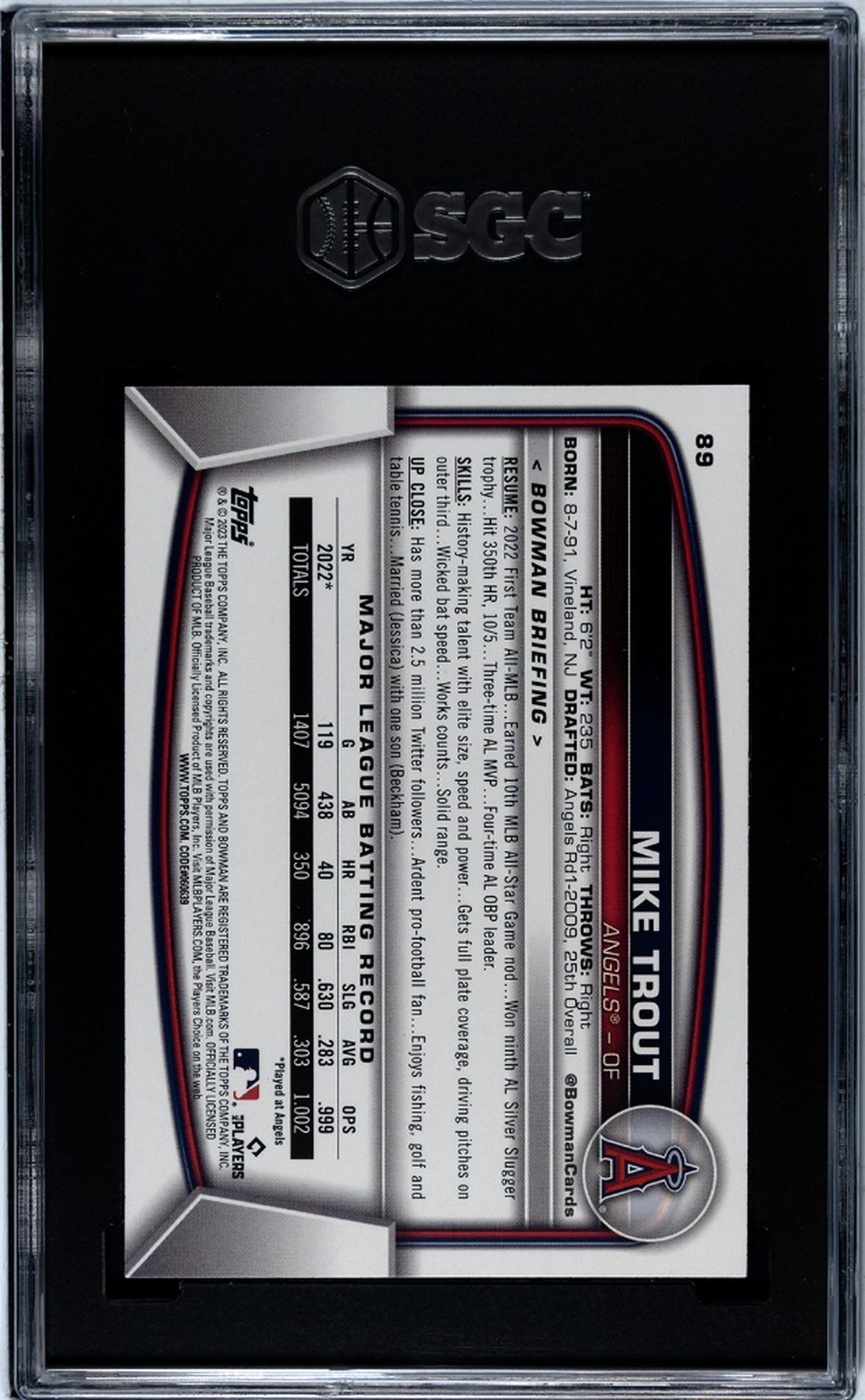 2023 Bowman #89 Mike Trout SGC 10