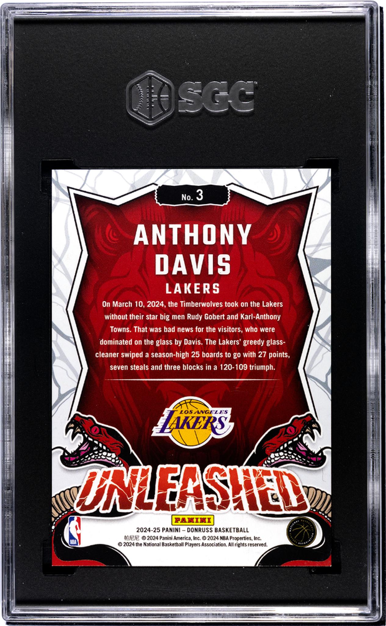 2024 Donruss #3 Anthony Davis Unleashed /75 SGC 9.5