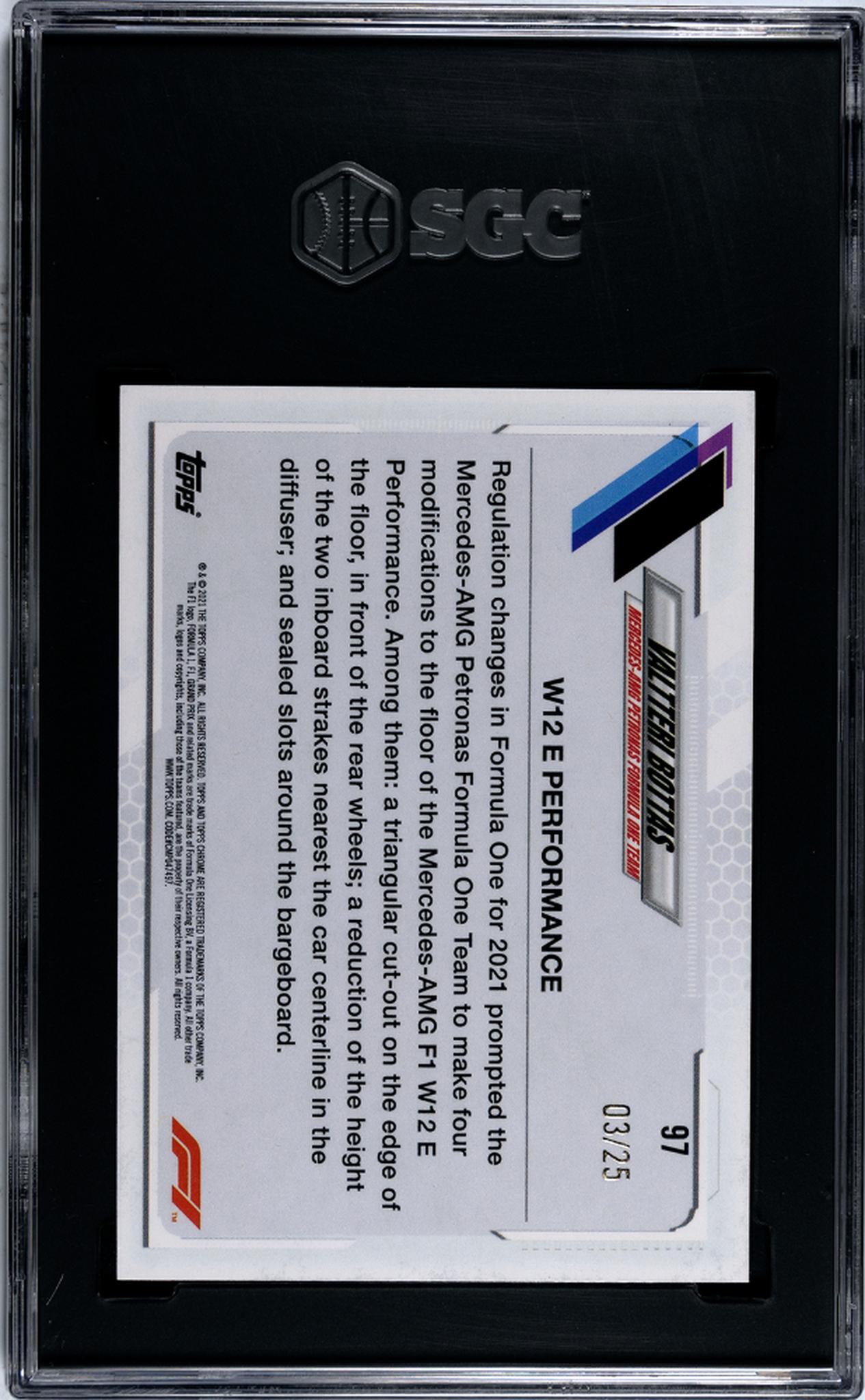 2021 Topps Chrome #97 Valtteri Bottas Orange Refractor /25 SGC 10