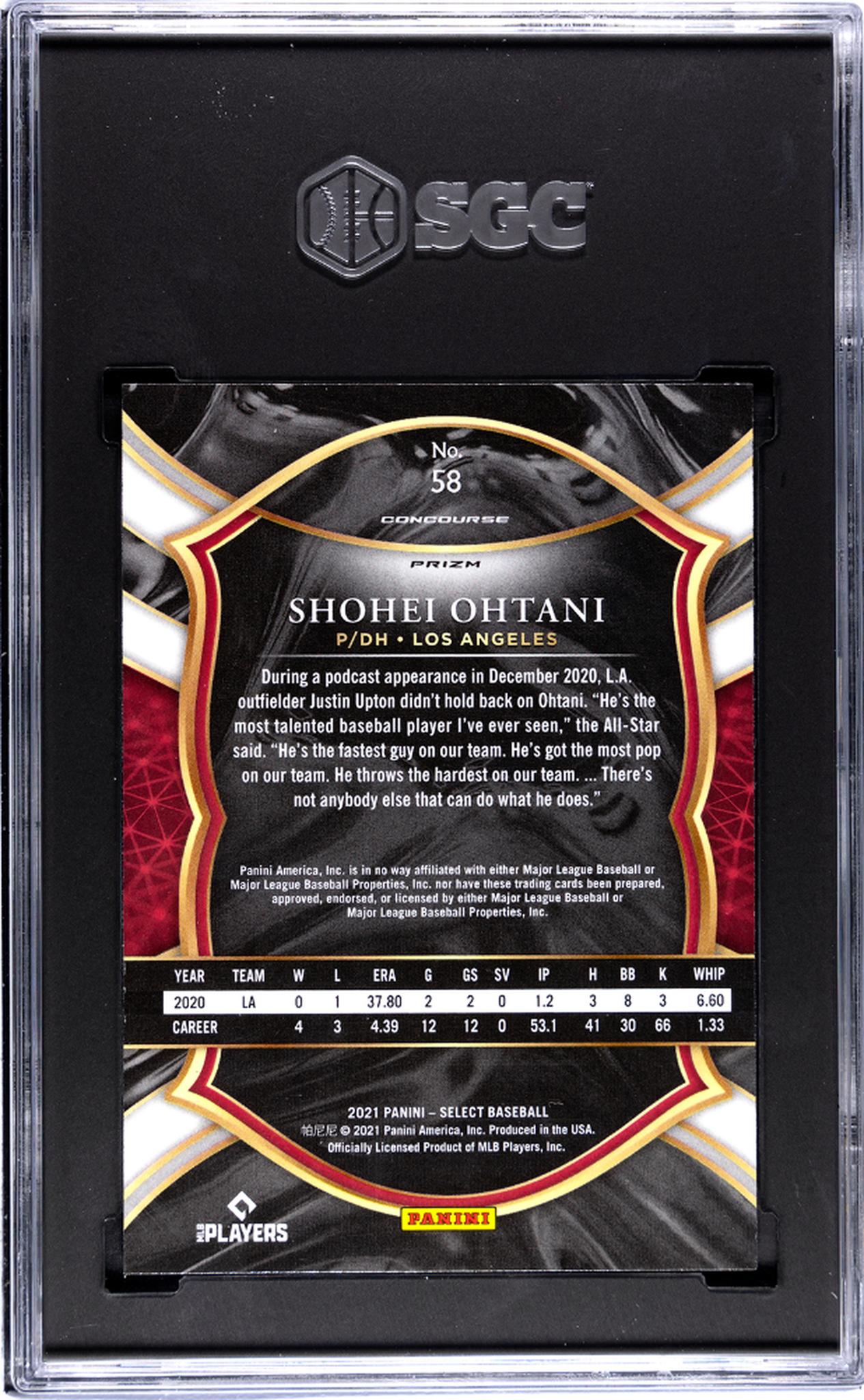 2021 Panini Select Scope Shohei Ohtani #58 Prizm SGC 10
