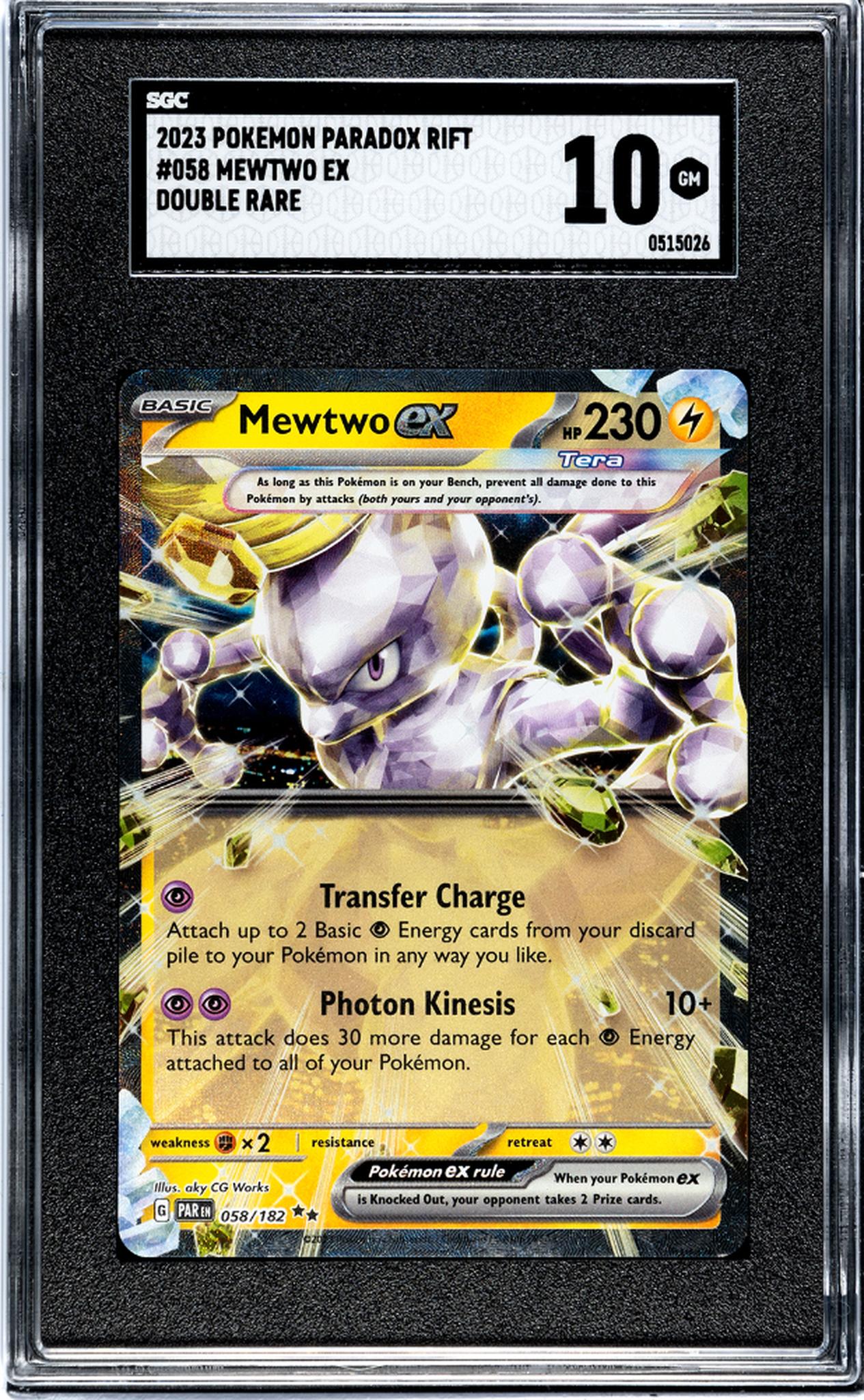 2023 Pokemon Paradox Rift #058 Mewtwo Ex Double Rare SGC 10