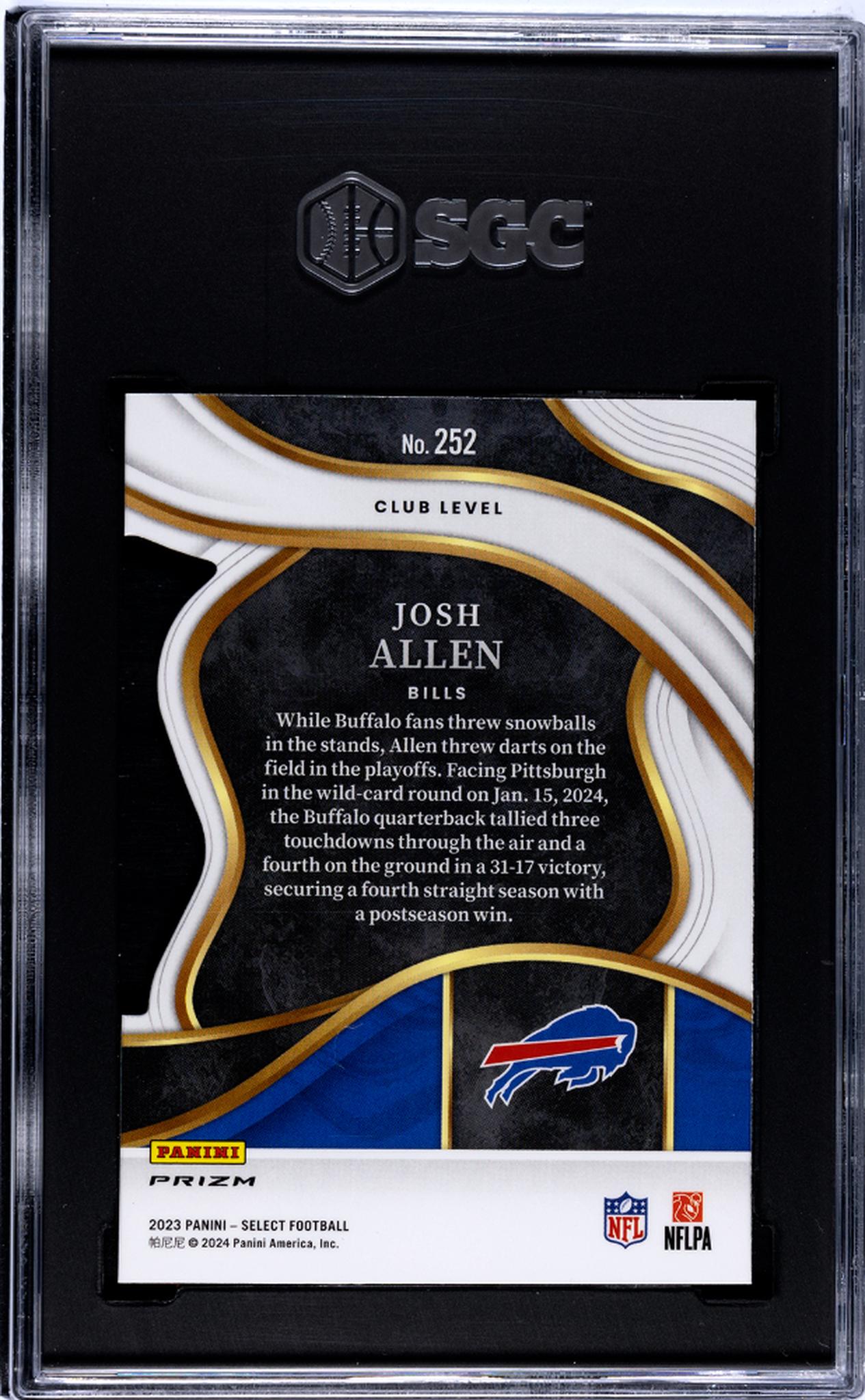 2023 Panini Select #252 Josh Allen Red/Blue Die-Cut Prizm SGC 10