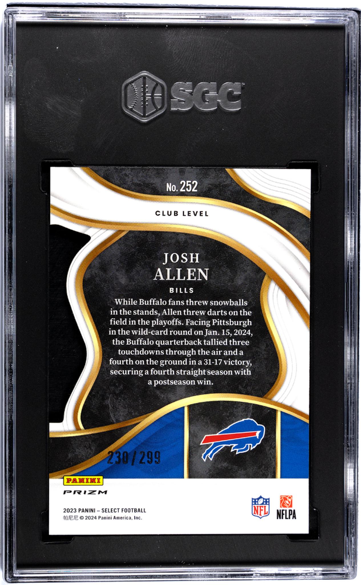 2023 Panini Select #252 Josh Allen Copper Die-Cut Prizm /299 SGC 10