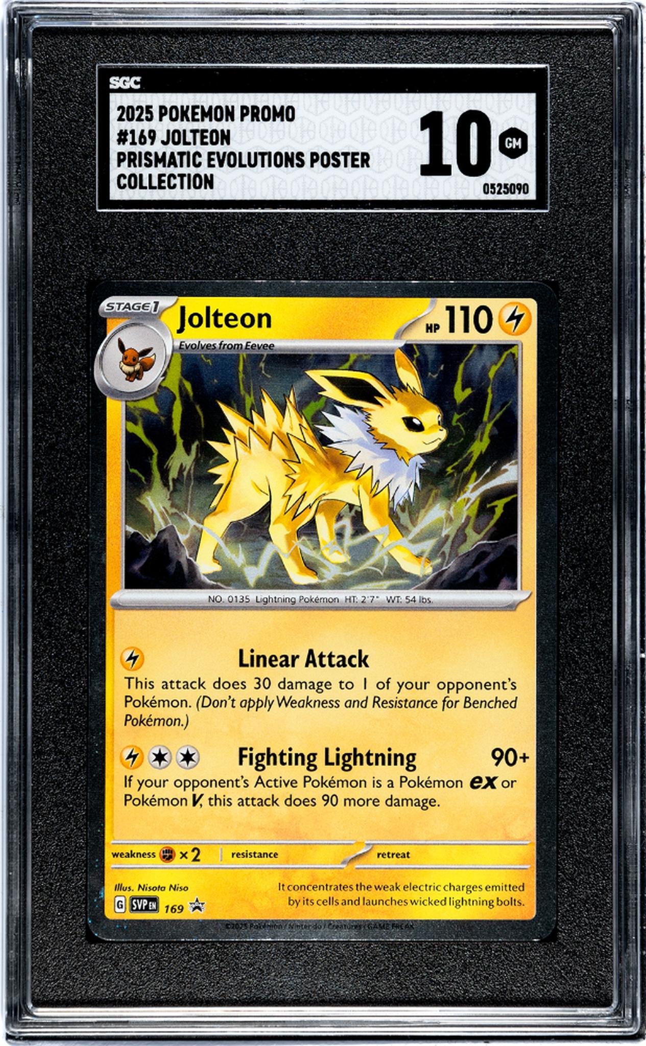 2025 Pokemon Promo #169 Jolteon Prismatic Evolutions Poster Collection SGC 10