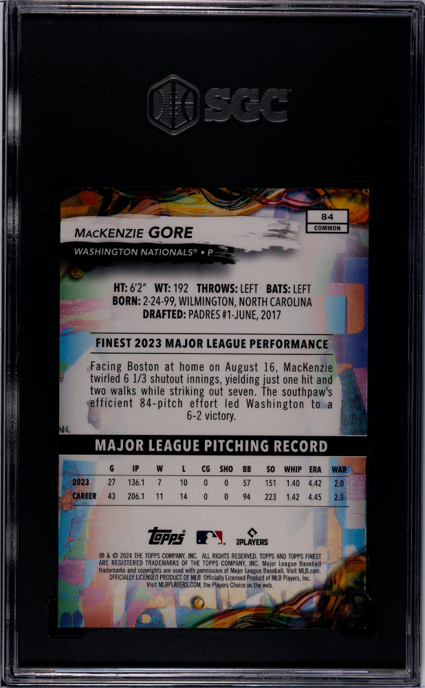 2024 Topps Finest #84 MacKenzie Gore Blue /99 SGC 9.5