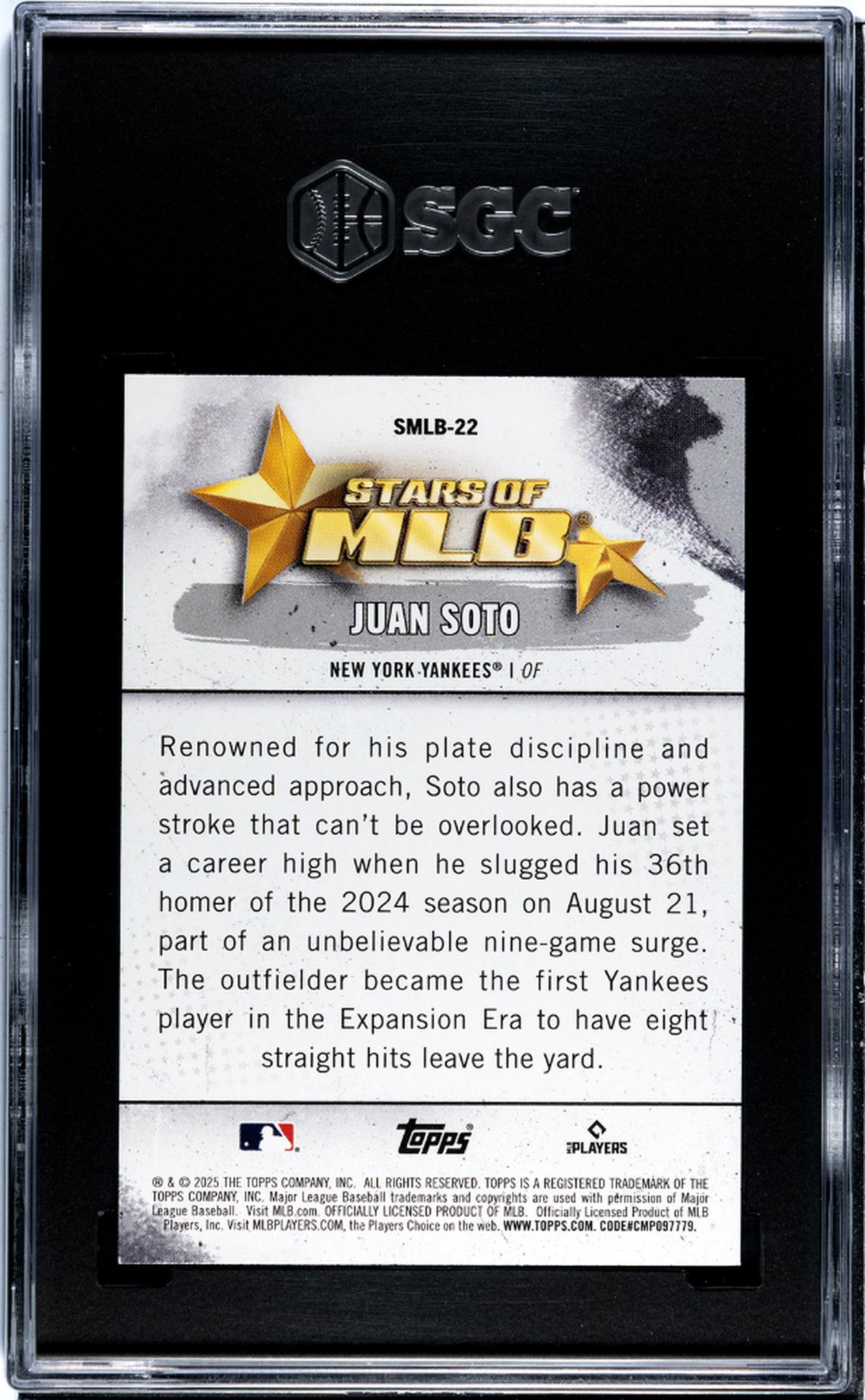 2025 Topps #SMLB-22 Juan Soto Stars of MLB SGC 10