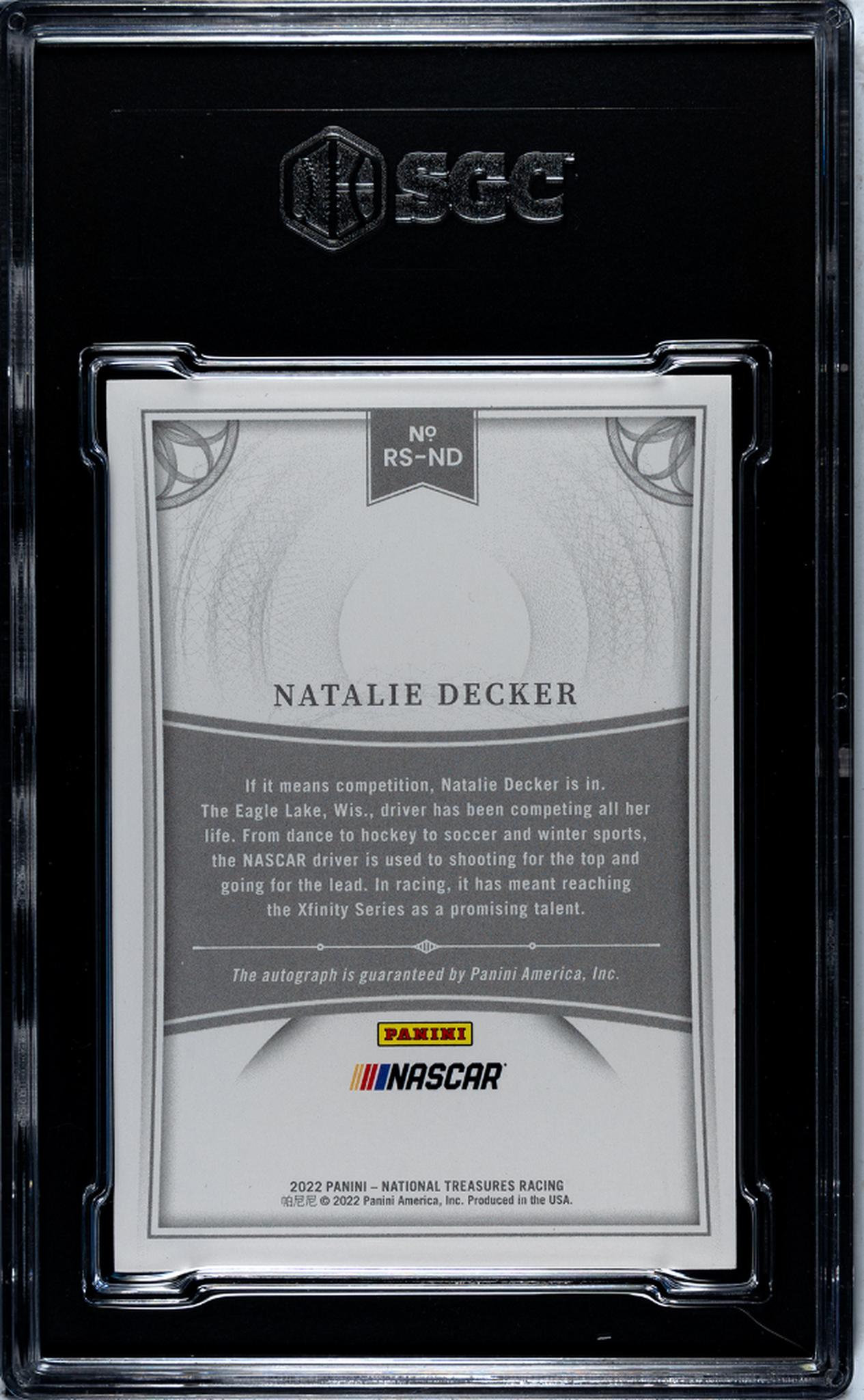 2022 National Treasures #RS-ND Natalie Decker Retro Signatures /10 SGC 9.5