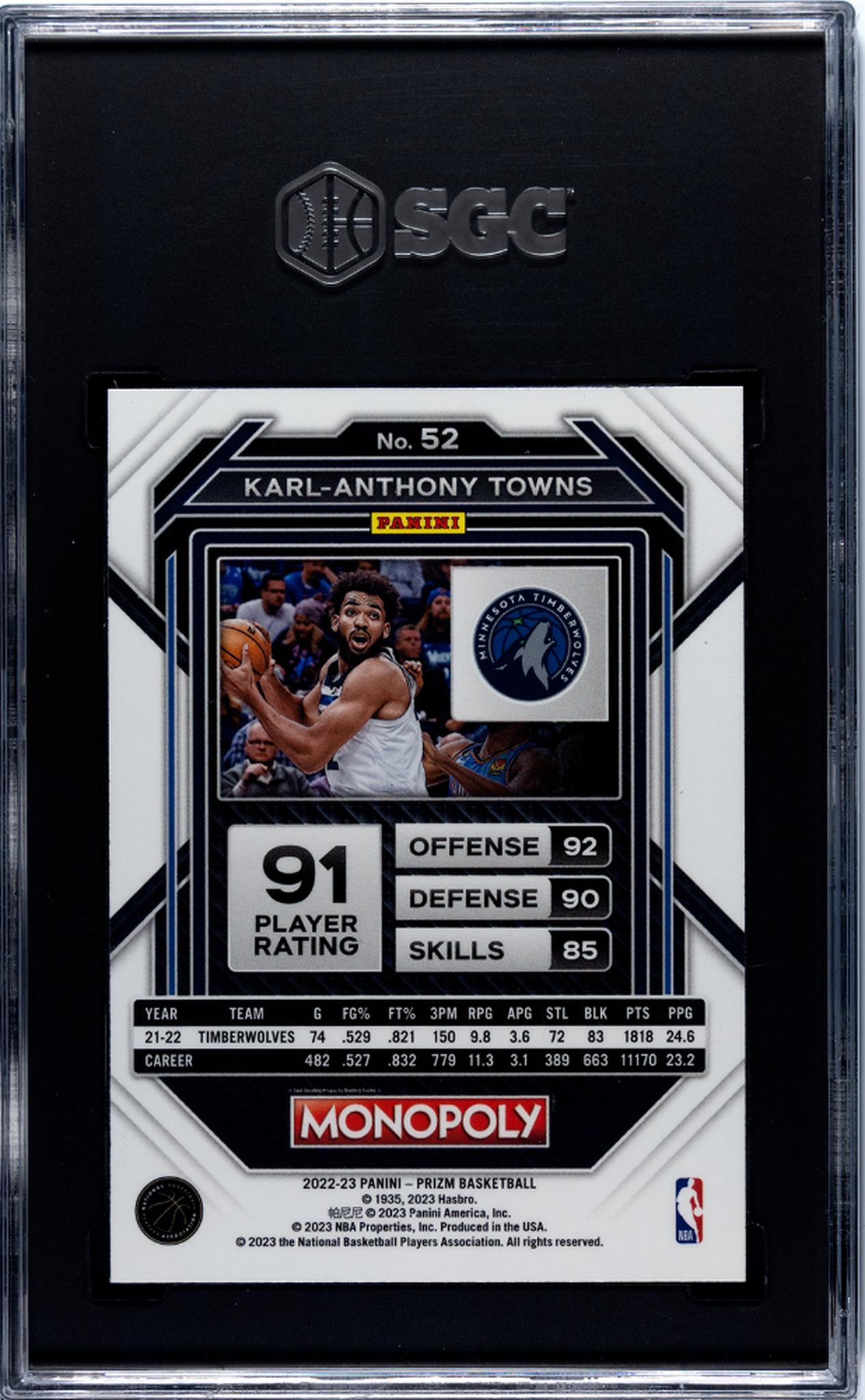 2022-23 Panini Prizm Monopoly #52 Karl-Anthony Towns SGC 8.5