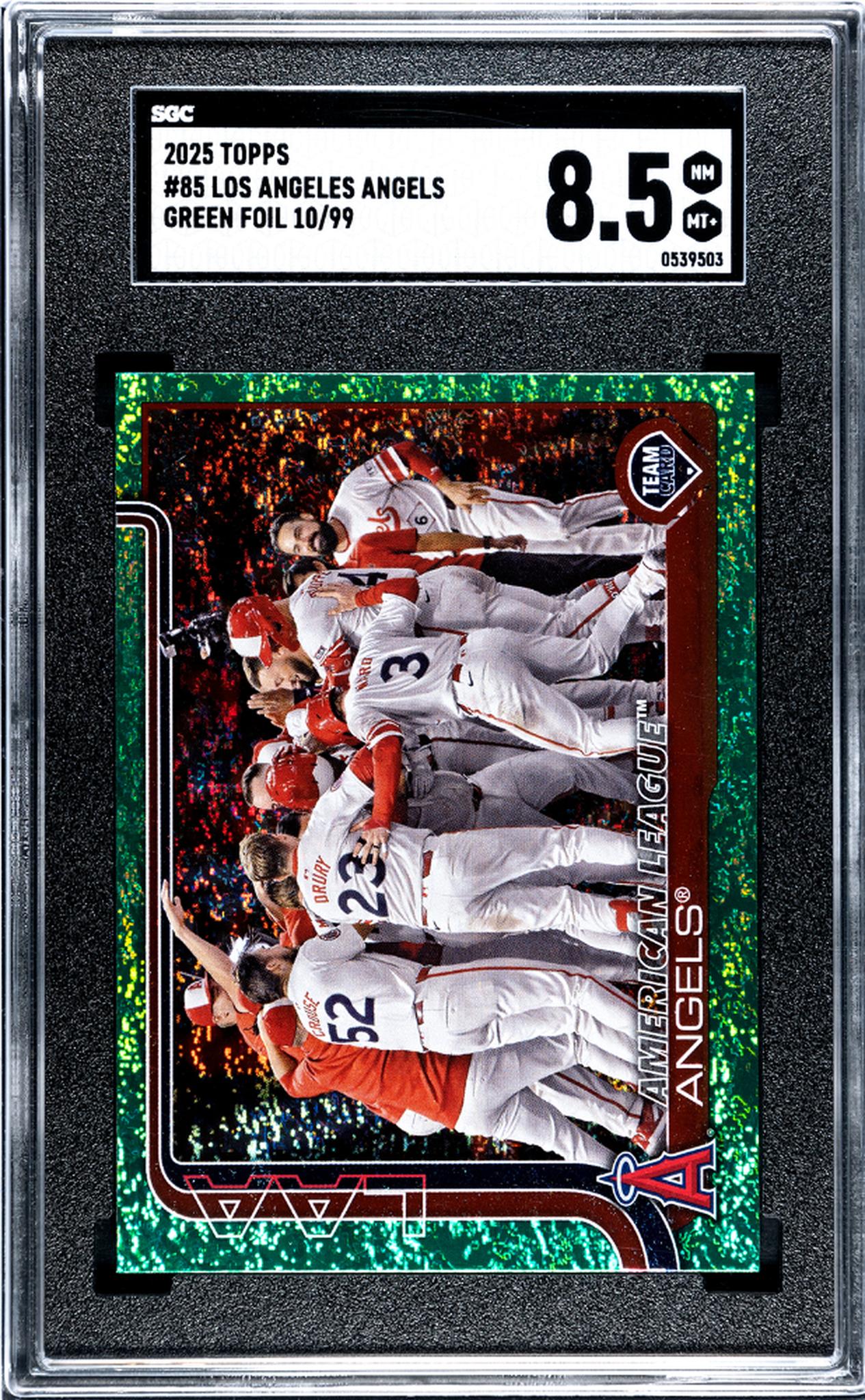 2025 Topps Green Foil Los Angeles Angels #85 /99 SGC 8.5