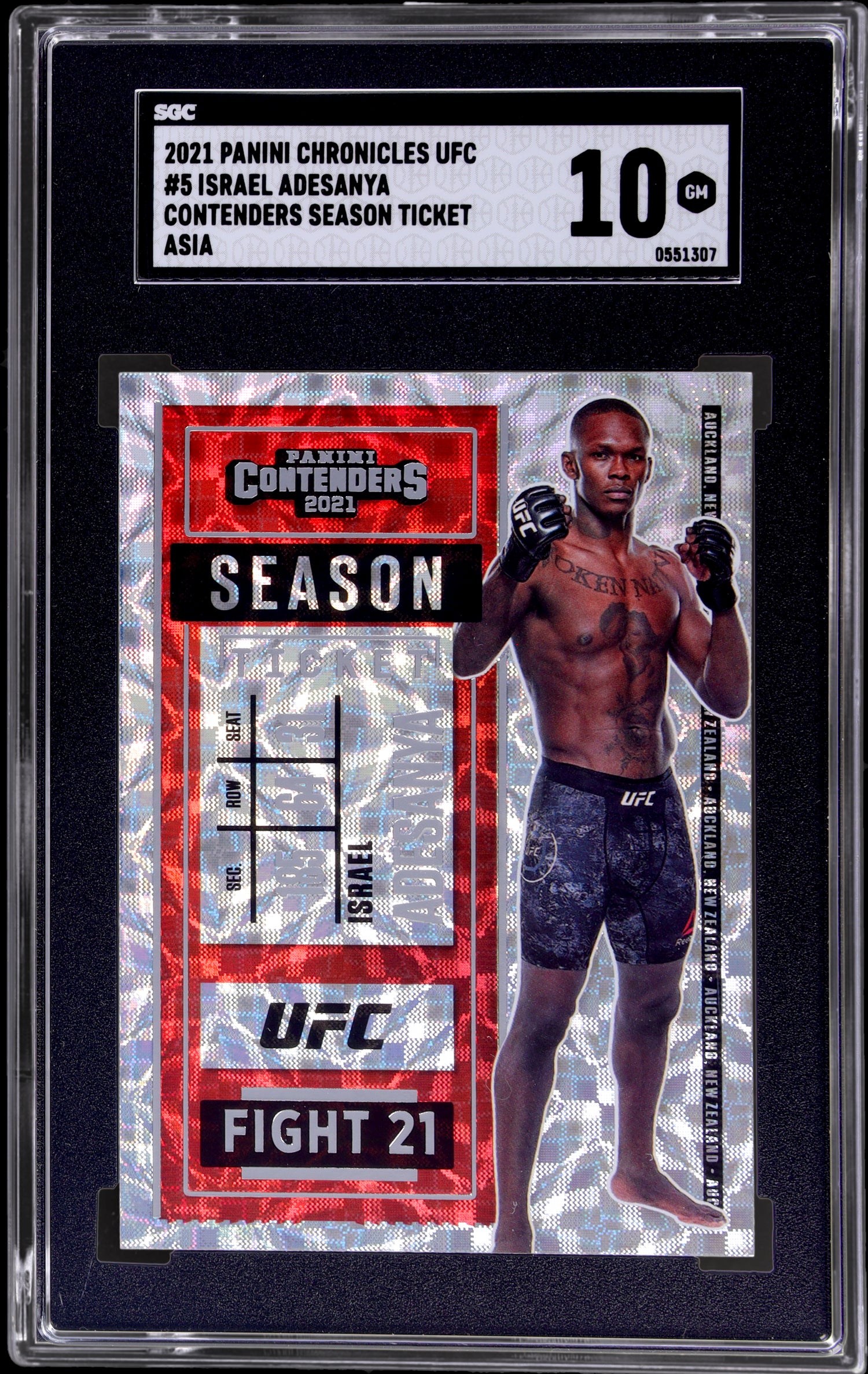 2021 Panini Chronicles Ufc #5 Israel Adesanya Contenders Season Ticket Asia SGC 10