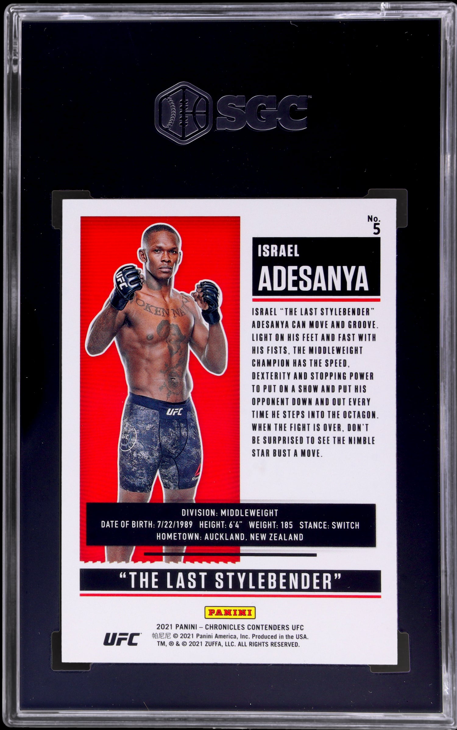 2021 Panini Chronicles Ufc #5 Israel Adesanya Contenders Season Ticket Asia SGC 10