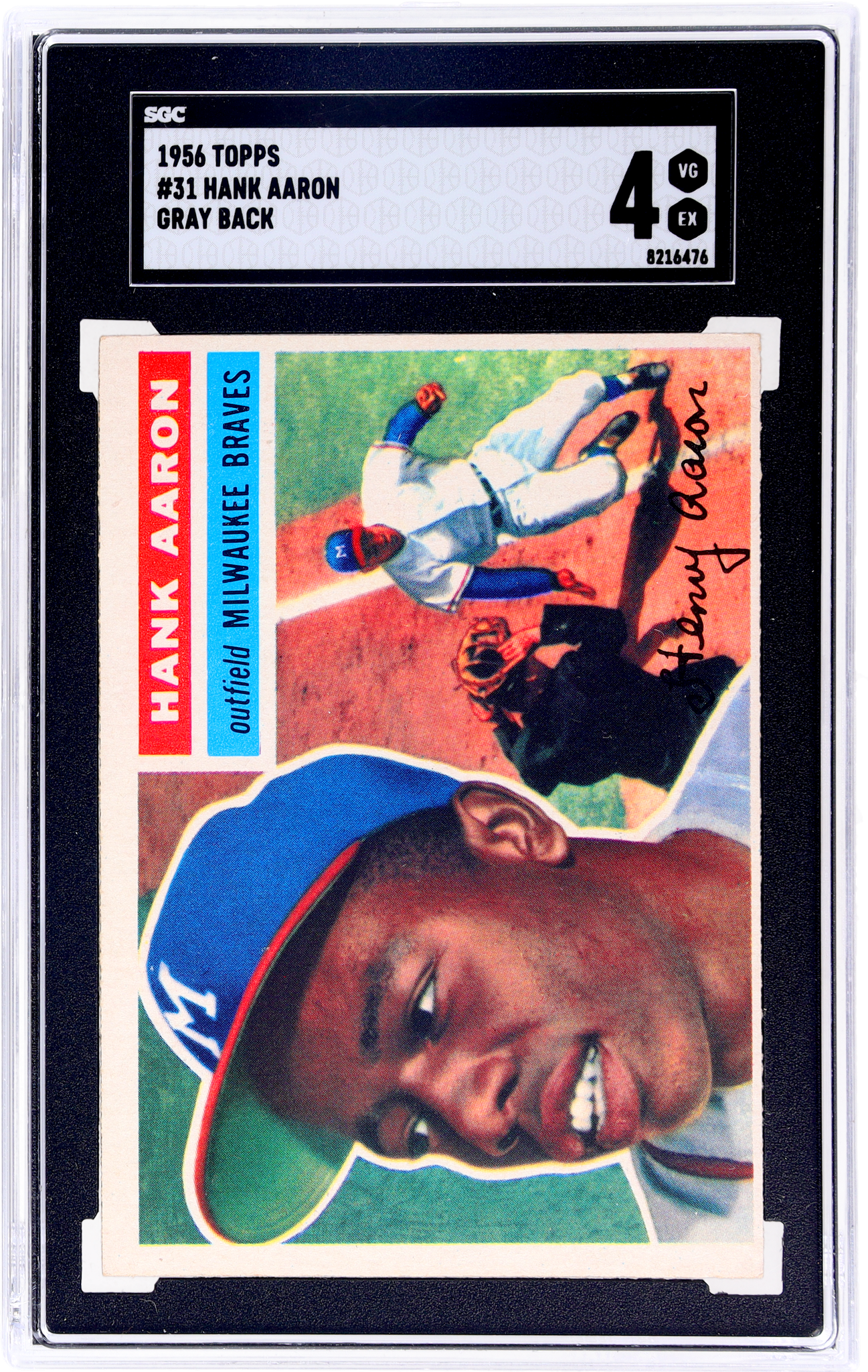 1956 Topps Gray Back Hank Aaron #31 SGC 4