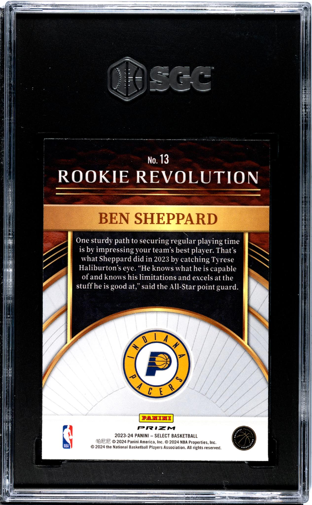 2023-24 Panini Select #13 Ben Sheppard Rookie Revolution Silver Prizm SGC 10