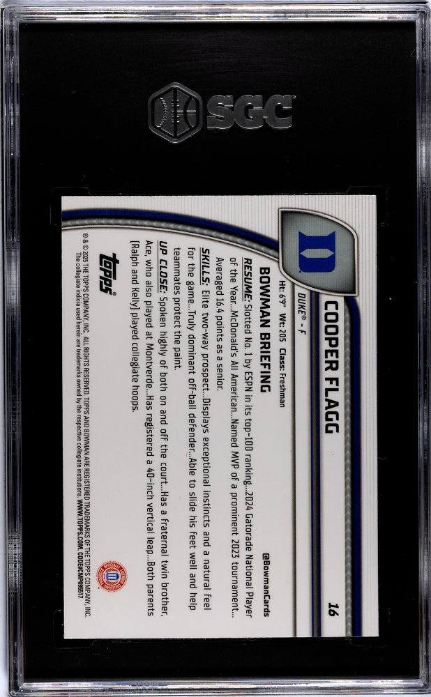 2024-25 Bowman U Chrome #16 Cooper Flagg SGC 10