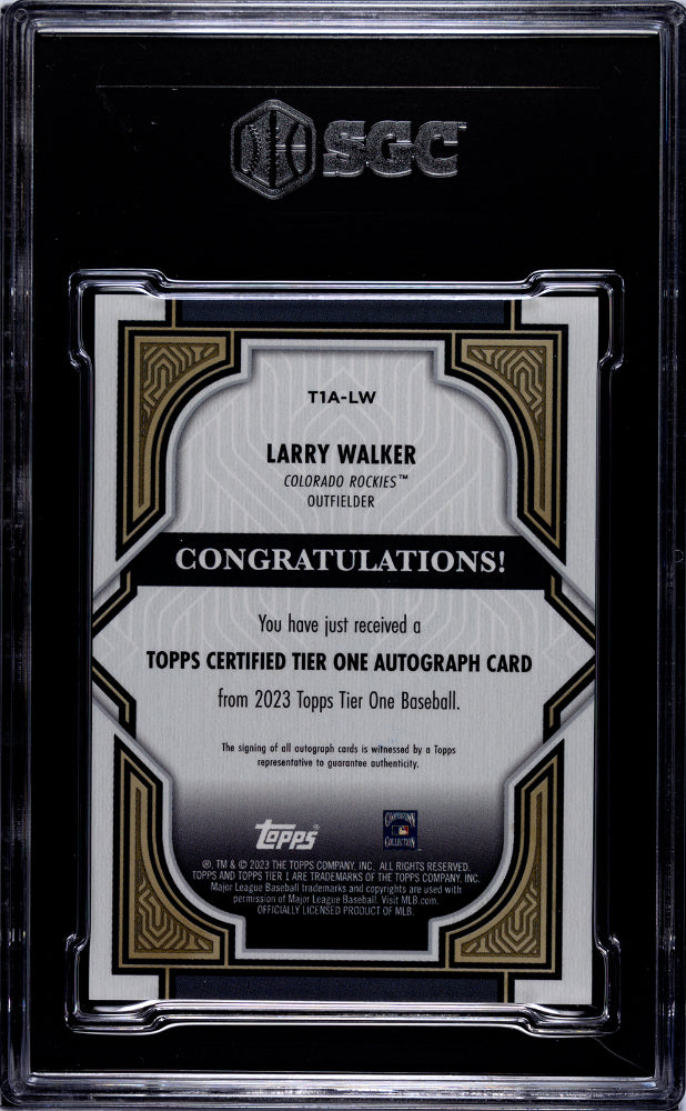 2023 Topps Tier One Larry Walker #T1A-LW Auto /149 SGC 9.5