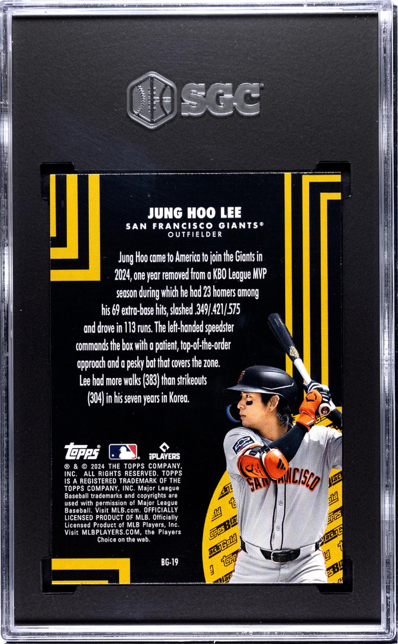 2024 Topps Update #BG-19 Jung Hoo Lee Black Gold SGC 9.5