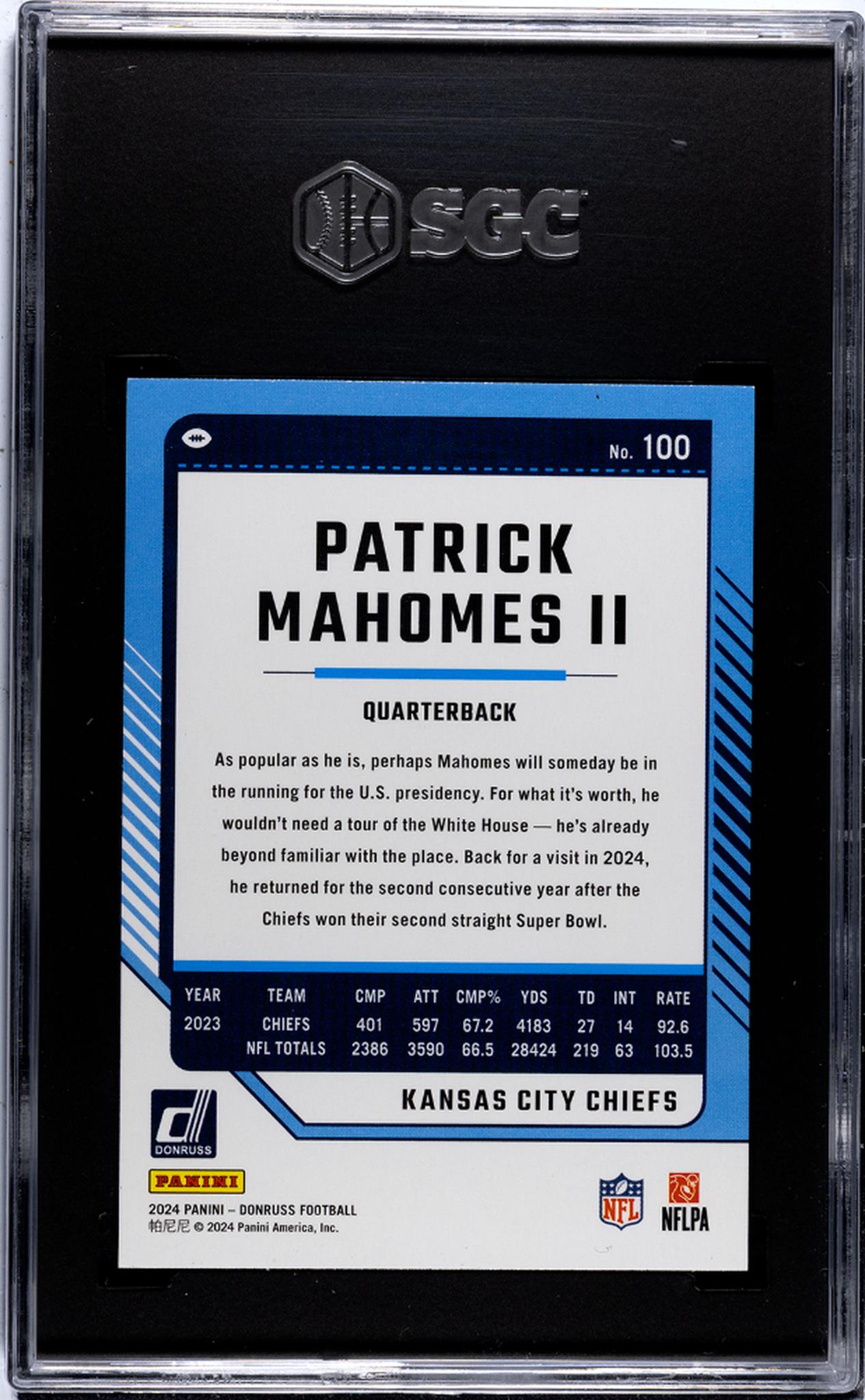 2024 Donruss #100 Patrick Mahomes II SGC 9.5