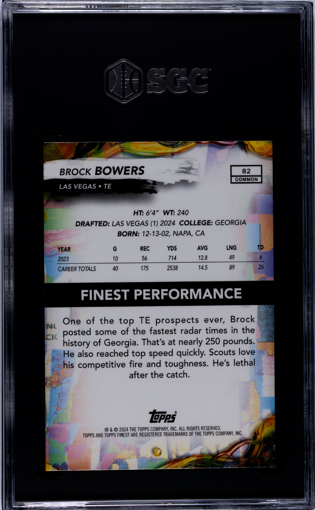 2024 Topps Finest #82 Brock Bowers SGC 9.5