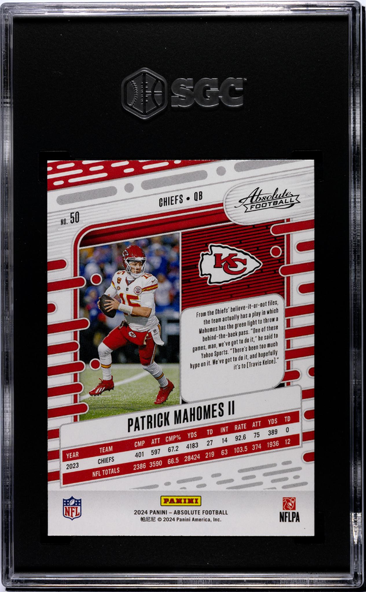 2024 Panini Absolute Retail Patrick Mahomes II #50 SGC 10