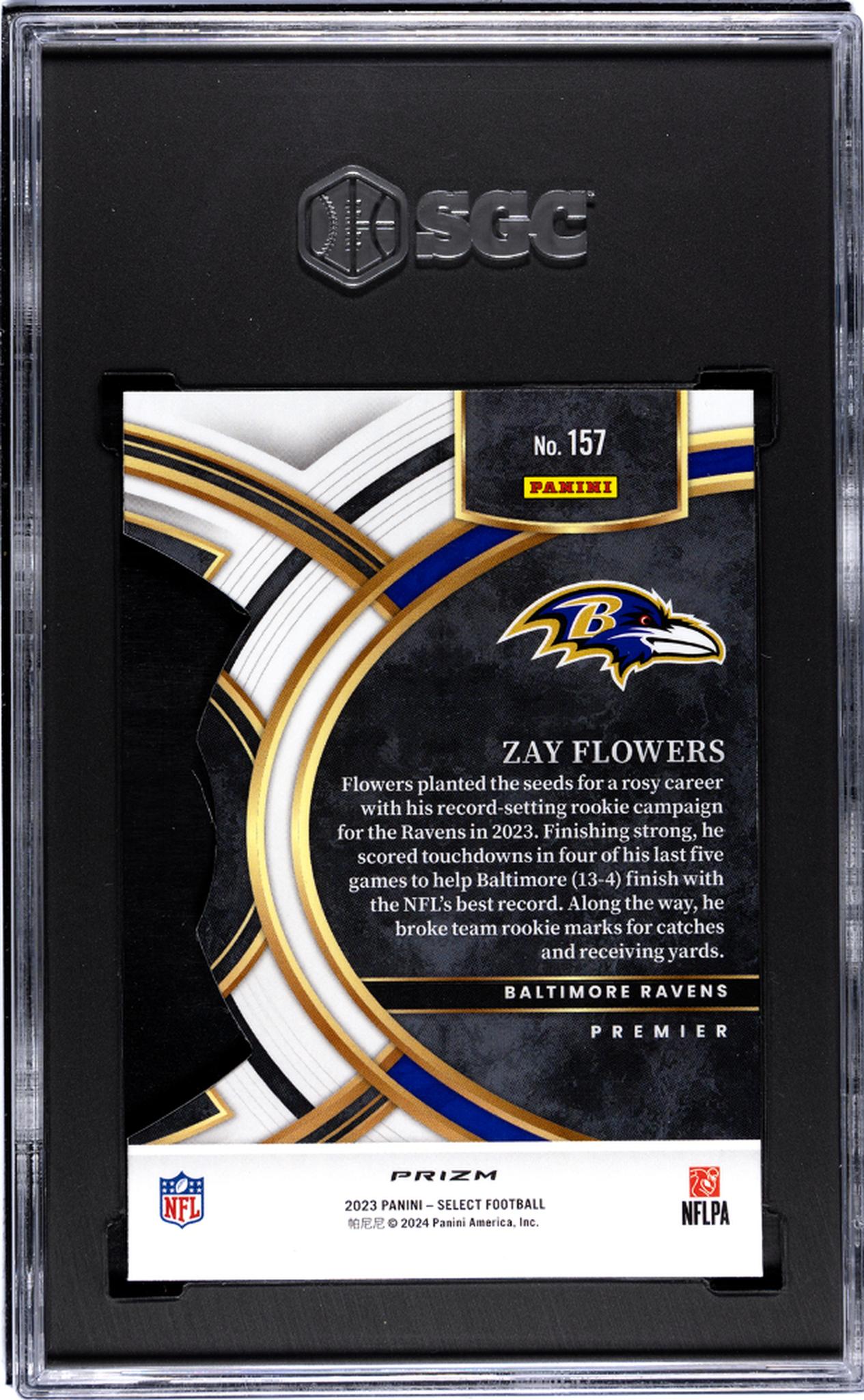 2023 Panini Select #157 Zay Flowers Red/Yellow Rookie SGC 9.5