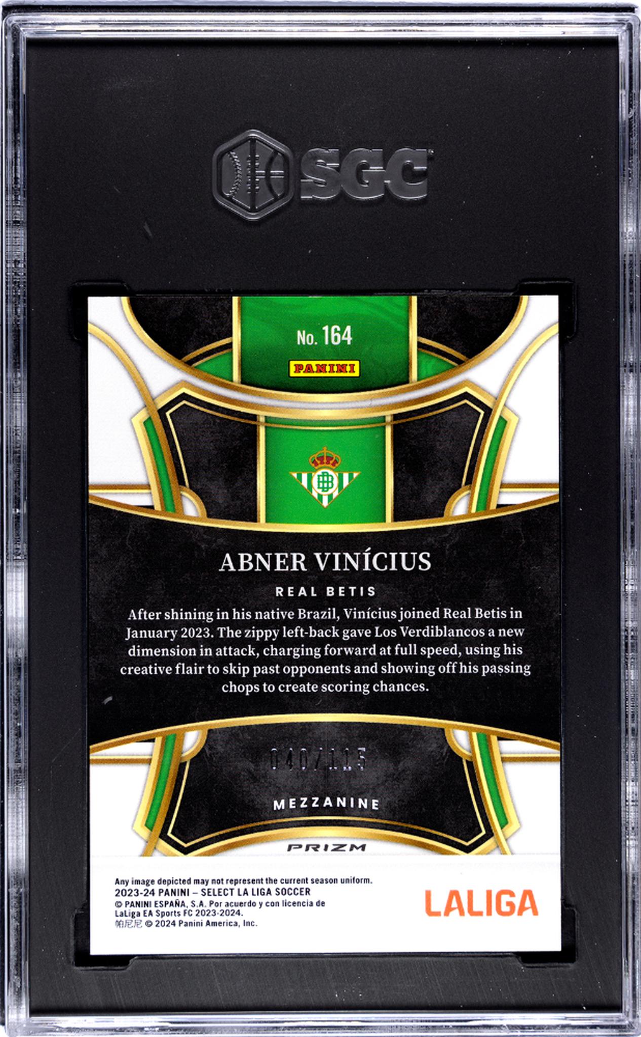 2023-24 Panini Select La Liga #164 Anber Vinicius Pink Mojo Prizm /115 SGC 10
