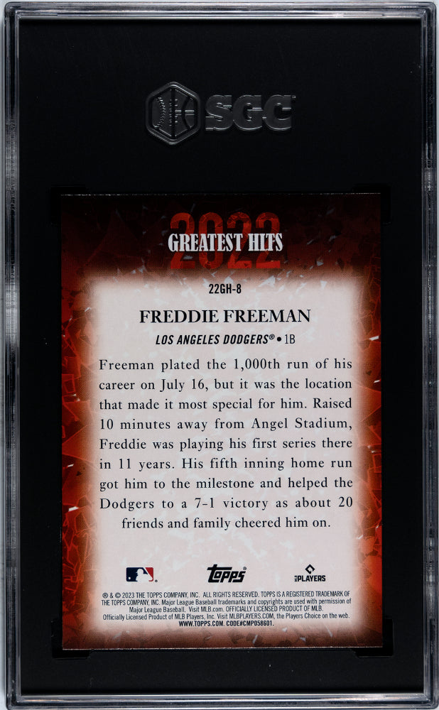2023 Topps #22GH-8 Freddie Freeman '22 Great. Hits SGC 10