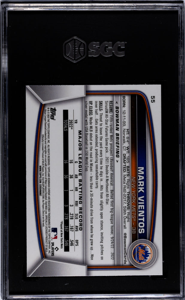 2023 Bowman Chrome #55 Mark Vientos SGC 9.5