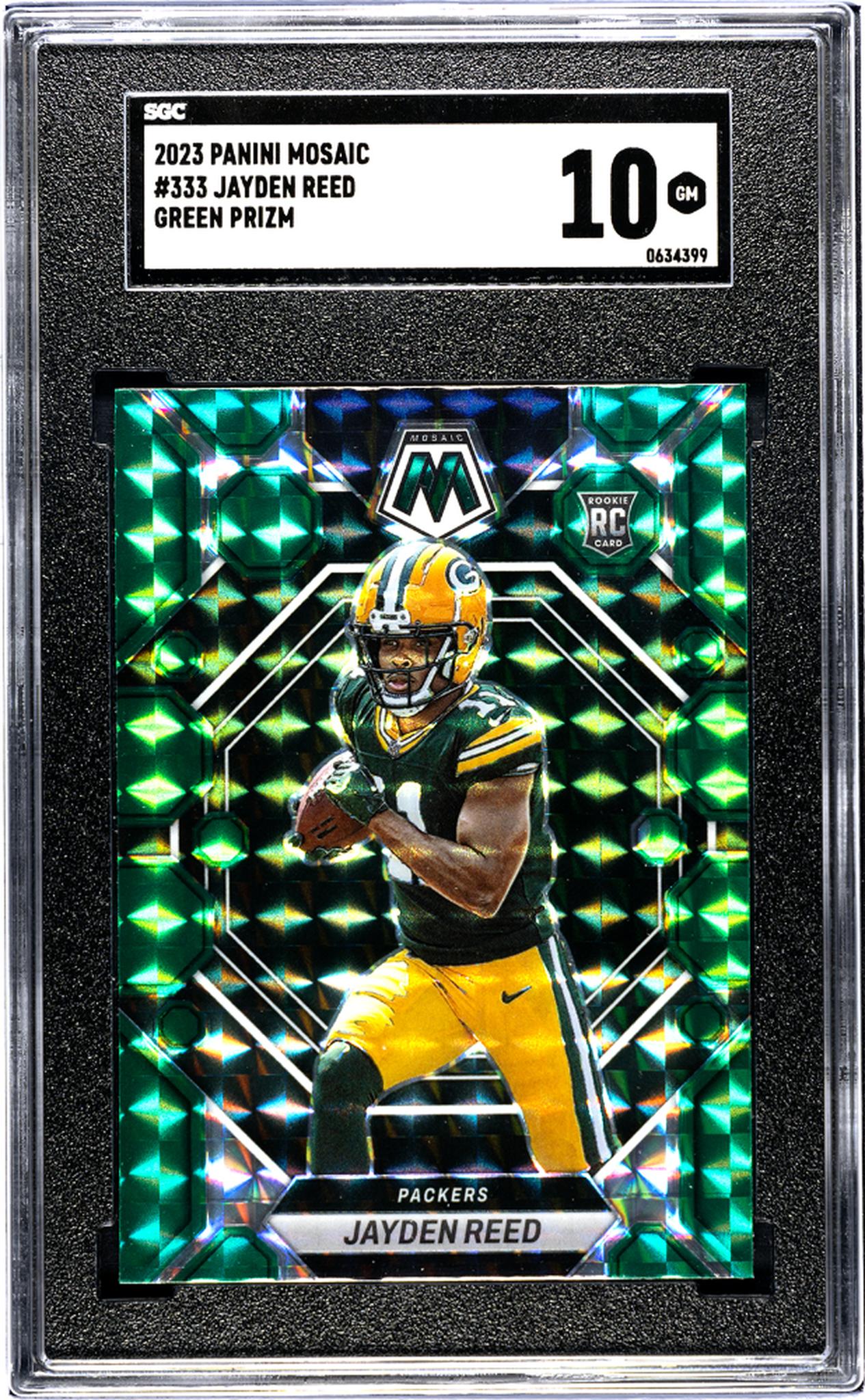 2023 Panini Mosaic #333 Jayden Reed Green Prizm SGC 10