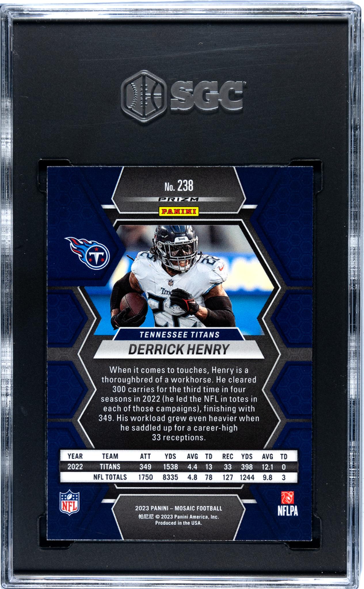 2023 Mosaic #238 Derrick Henry Blue Reactive Prizm SGC 10