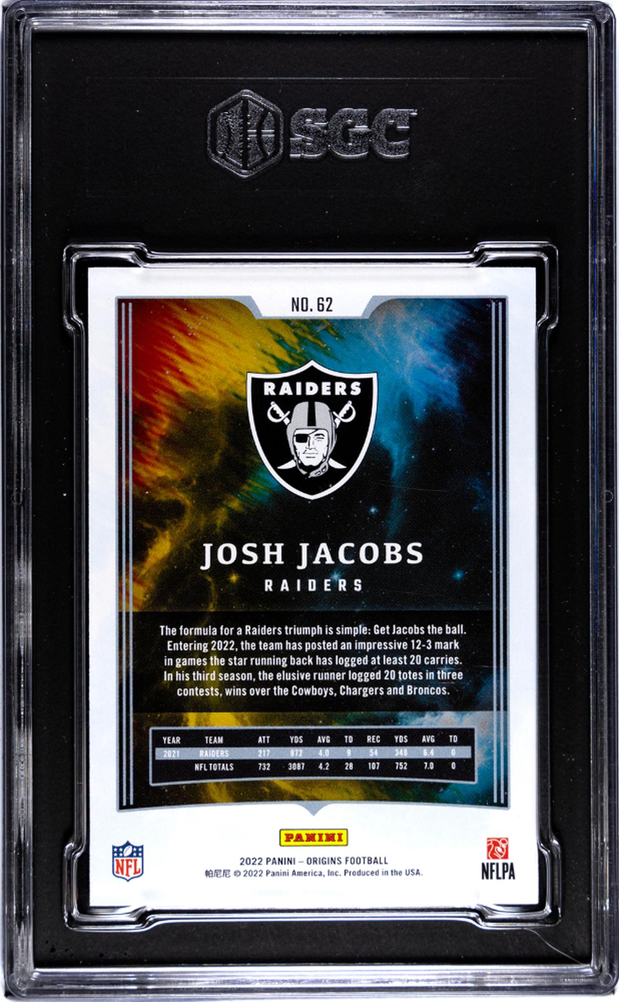2022 Panini Origins Josh Jacobs #62 SGC 9