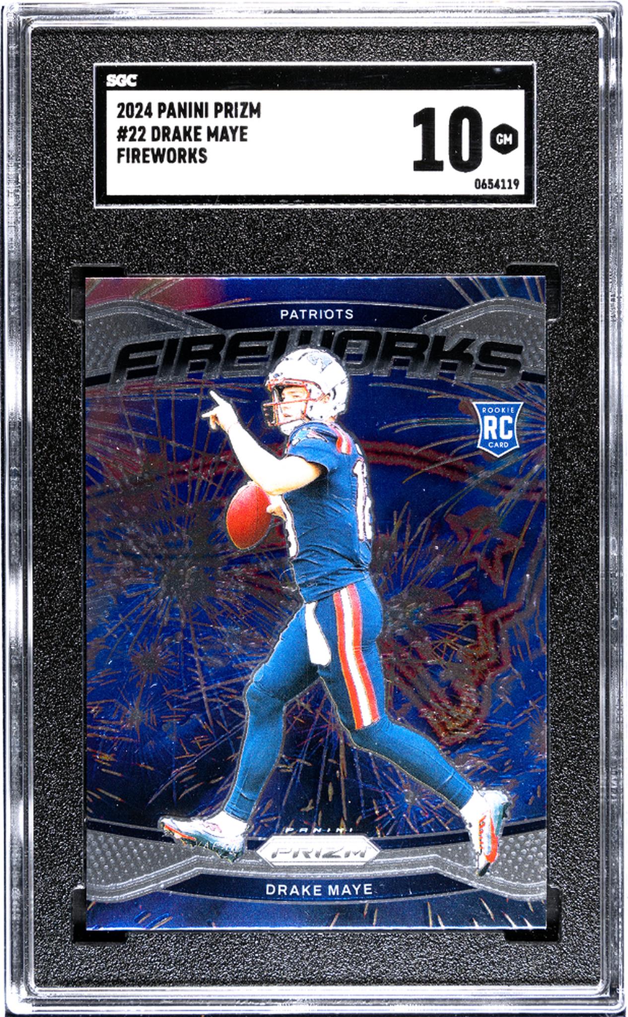 2024 Panini Prizm #22 Drake Maye Fireworks SGC 10