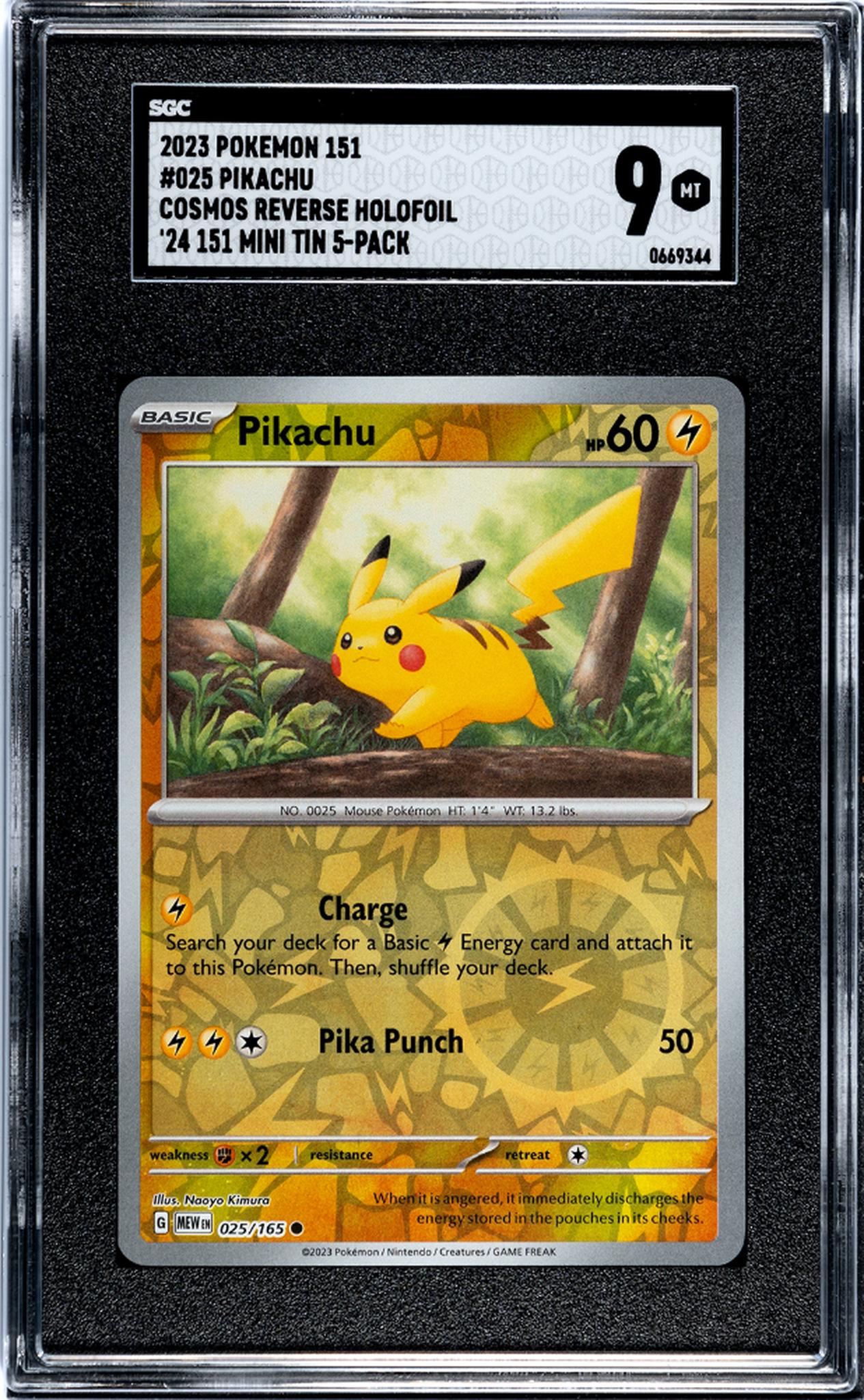 2023 Pokemon 151 #025/165 Pikachu Cosmos Reverse Holofoil SGC 9