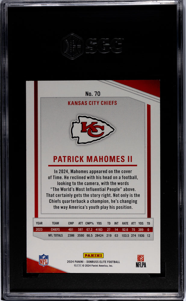 2024 Panini Elite Status Explosion Patrick Mahomes II #70 /875 SGC 9