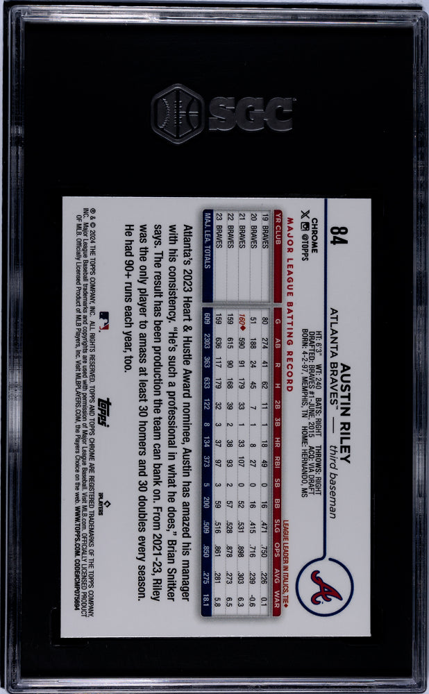 2024 Topps Chrome Xfractor Austin Riley #84 SGC 10